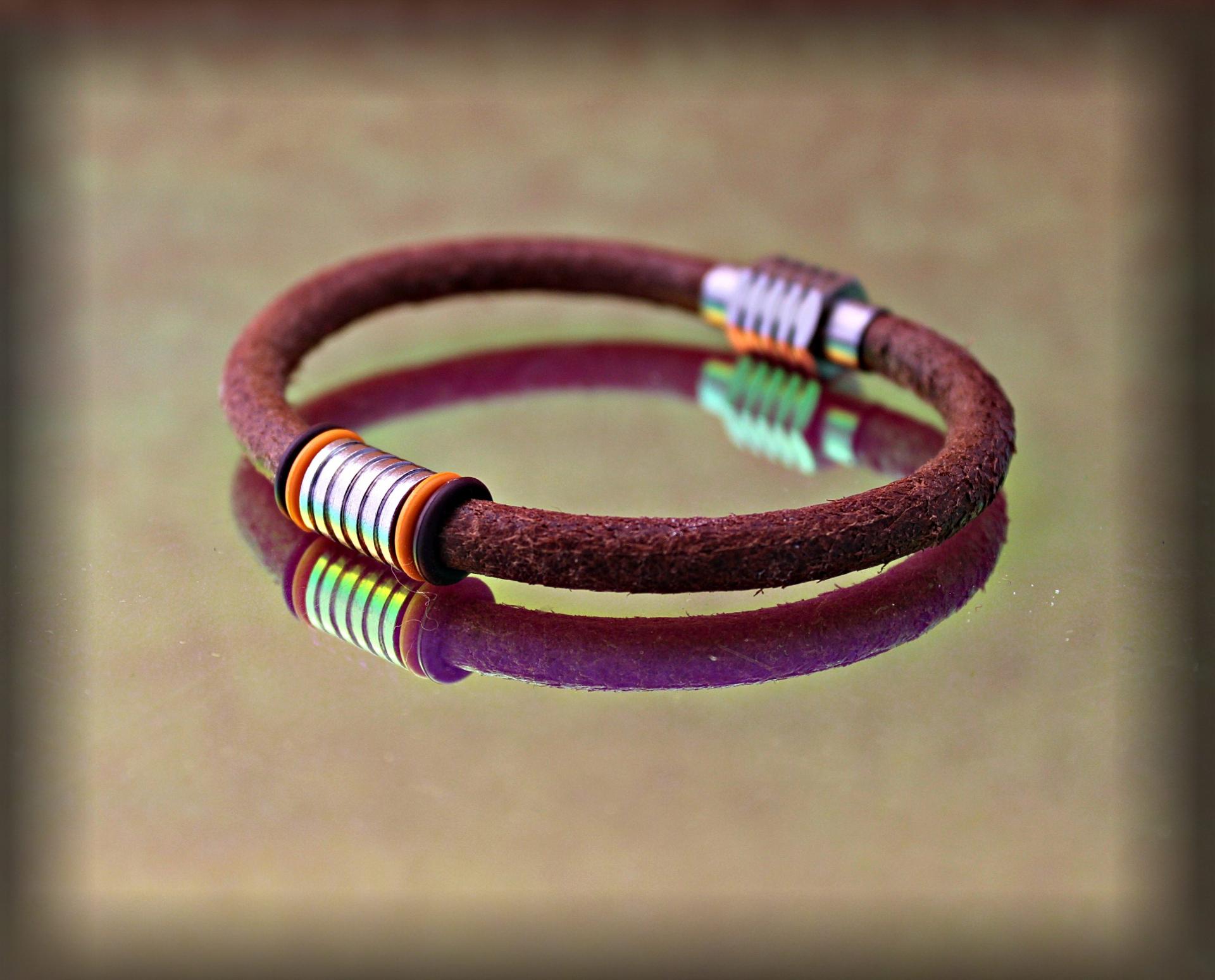 Rustic Brown Leather and Steel Bracelet - Build Your Own Bracelet!