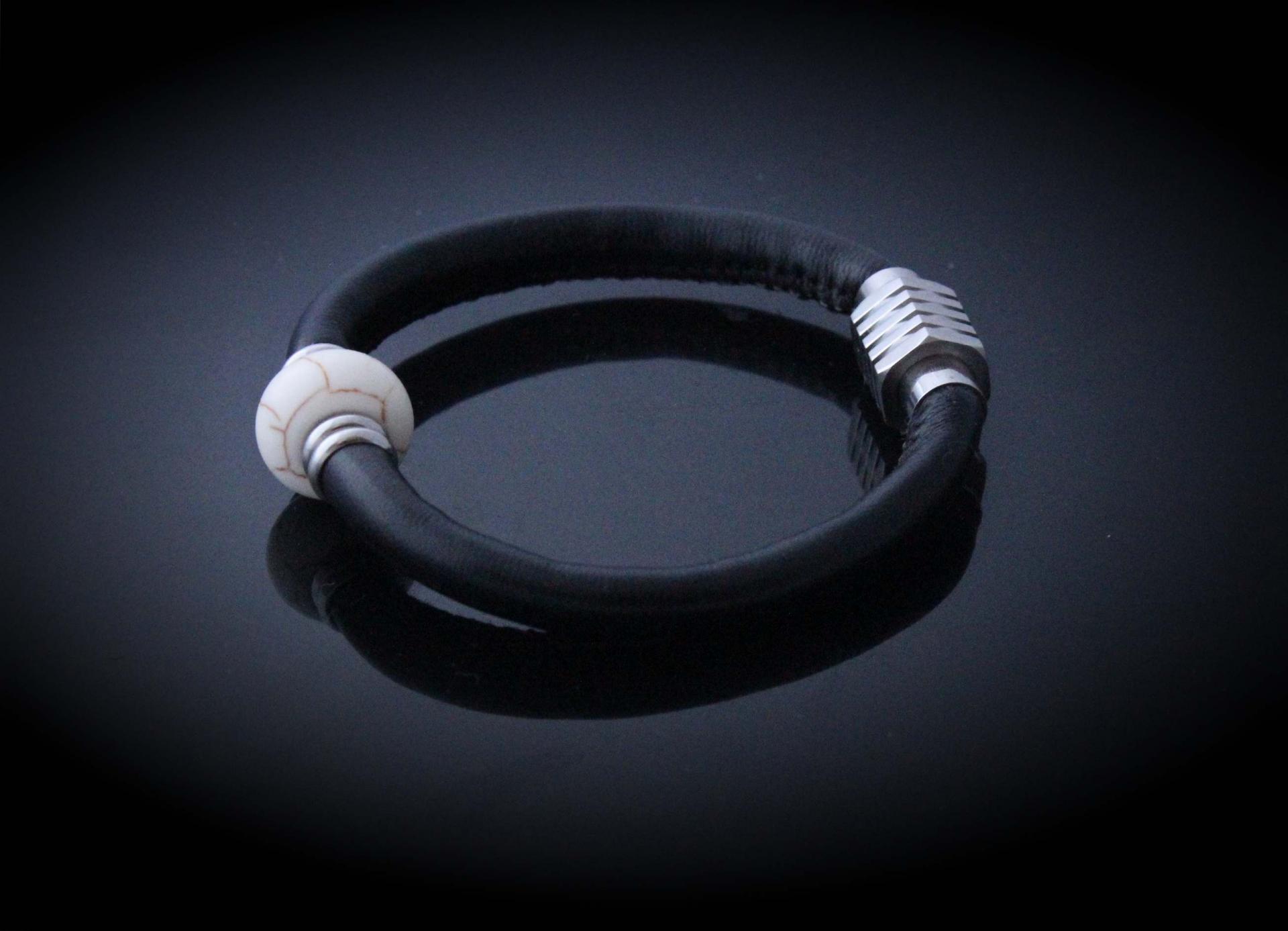 Sheepskin Leather & Stone Bracelet