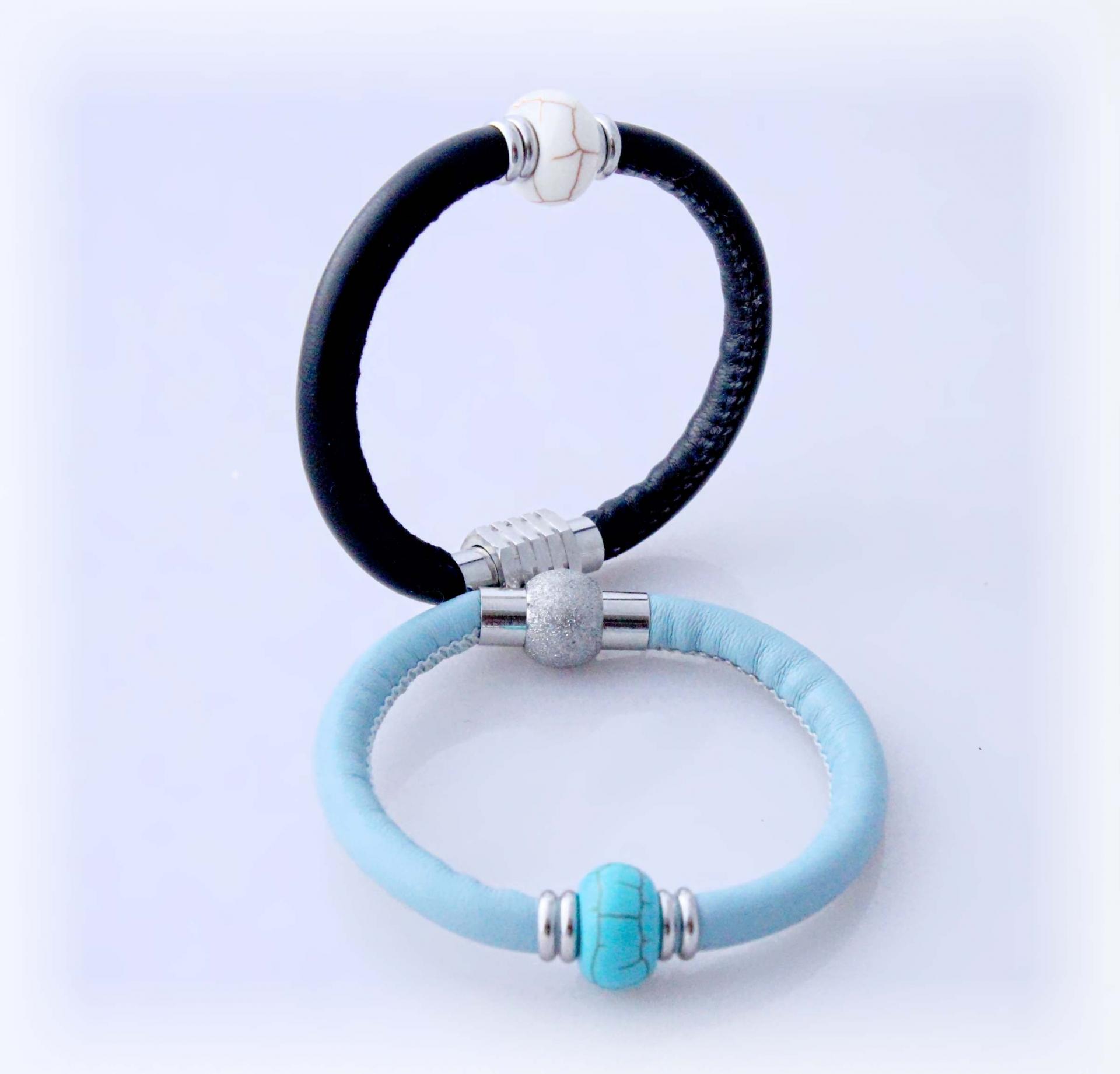 Sheepskin Leather & Stone Bracelet