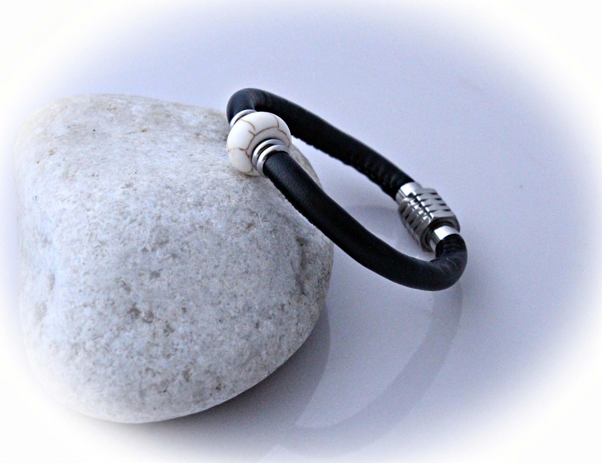 Sheepskin Leather & Stone Bracelet