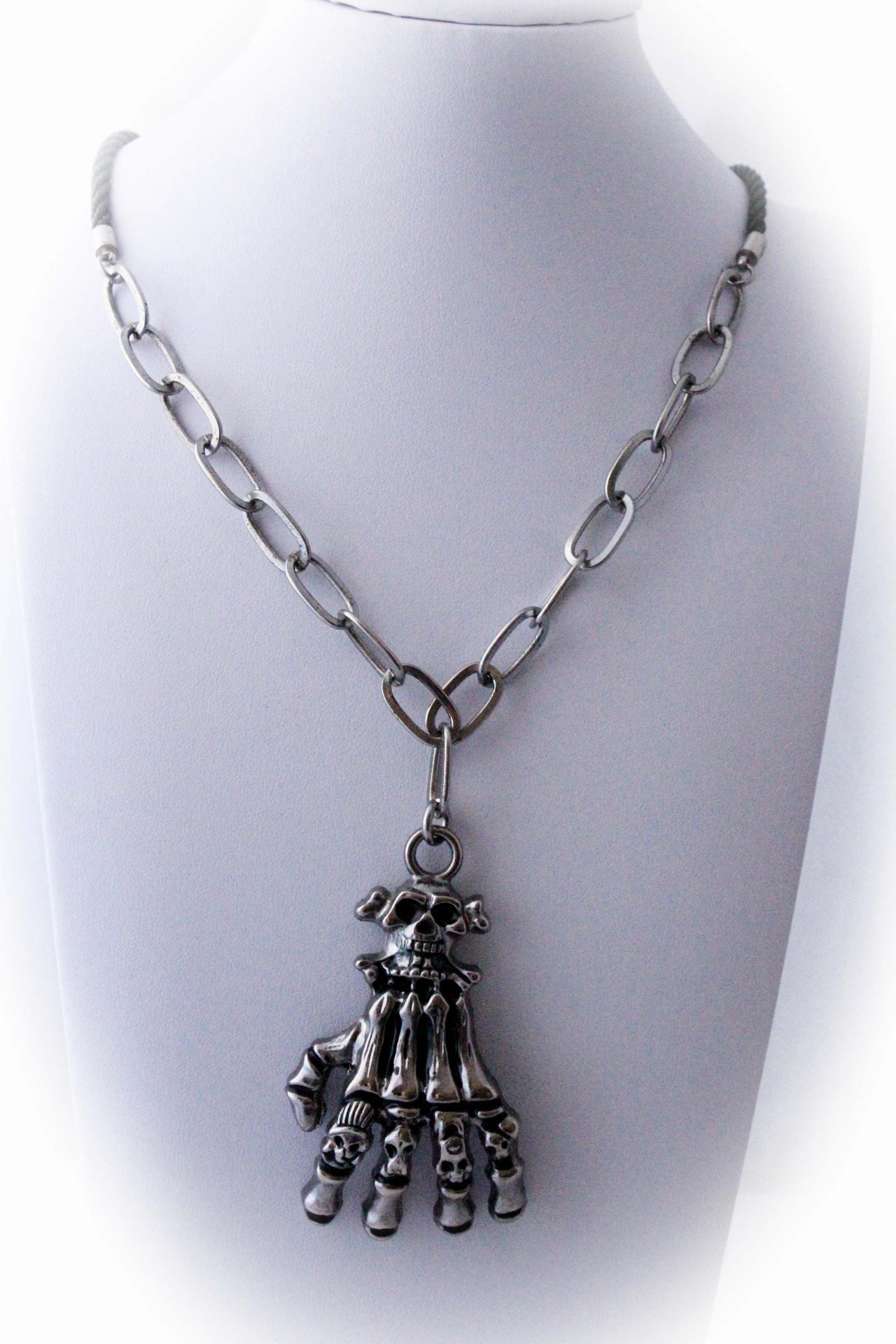 Vintage Punk Skull Hand Necklace