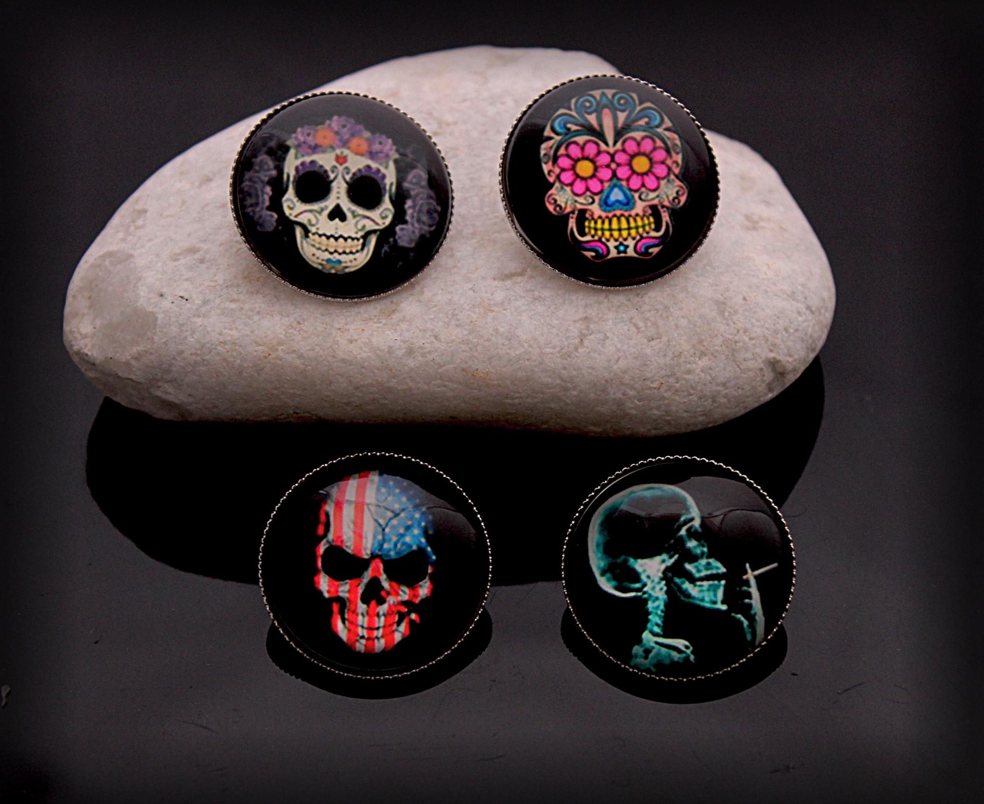 Skull -  Glass Badges - Choice of 4