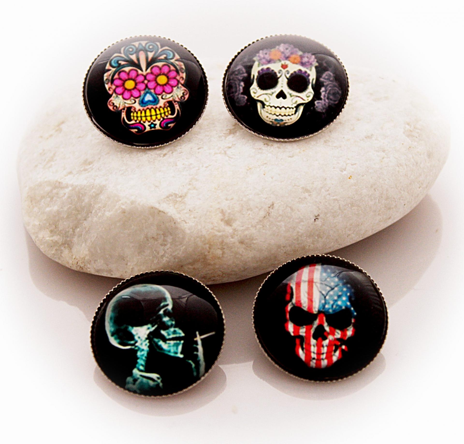 Skull -  Glass Badges - Choice of 4