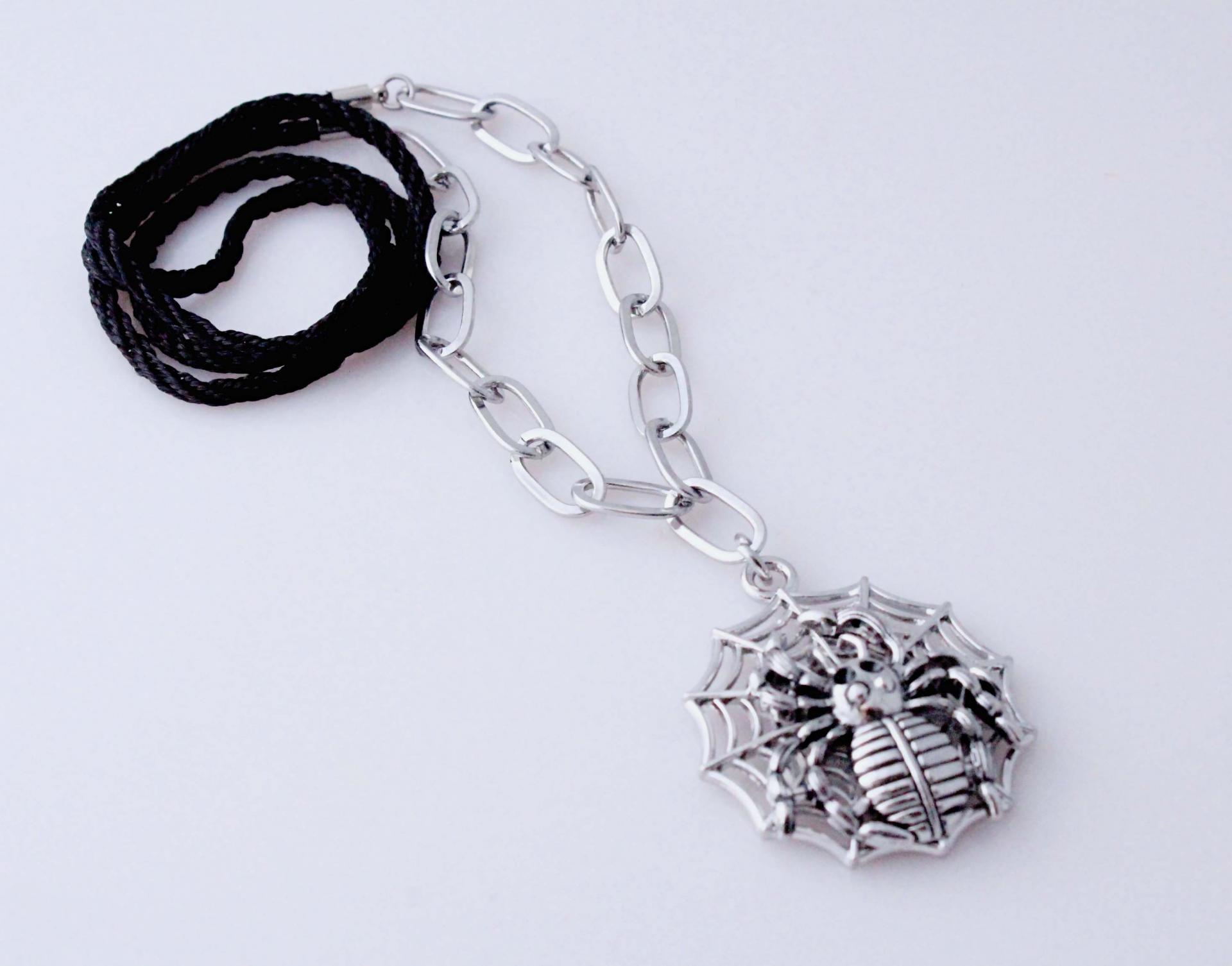 Spider in Web Long Pendant