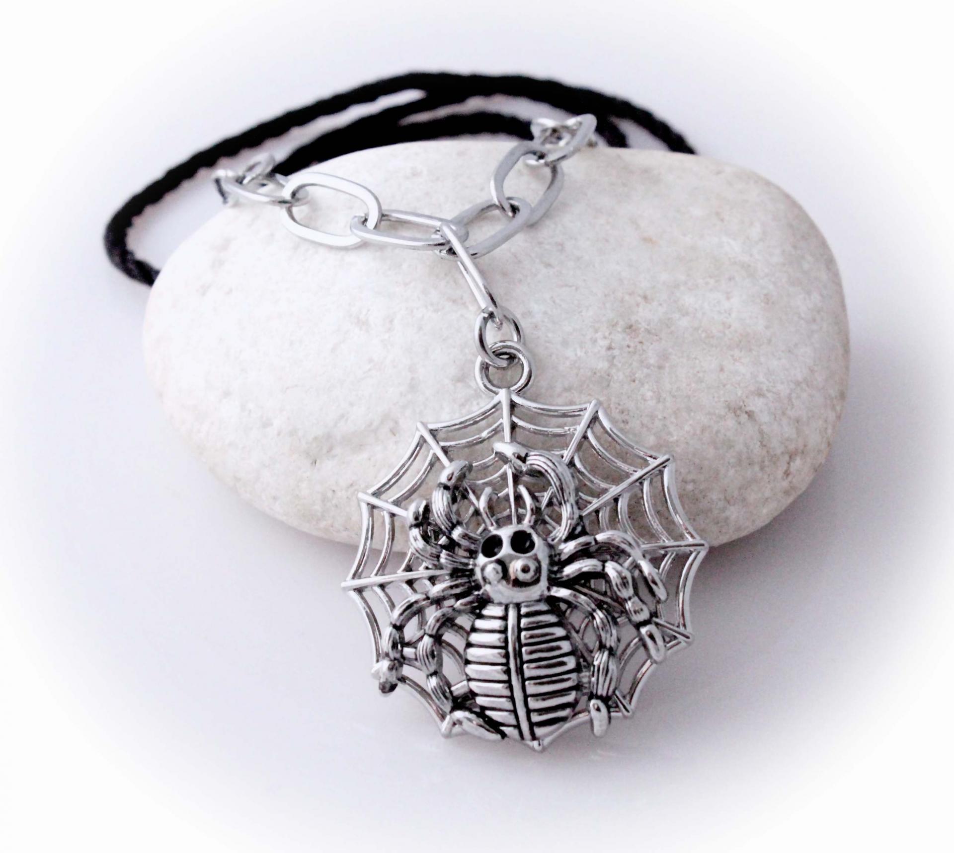 Spider in Web Long Pendant