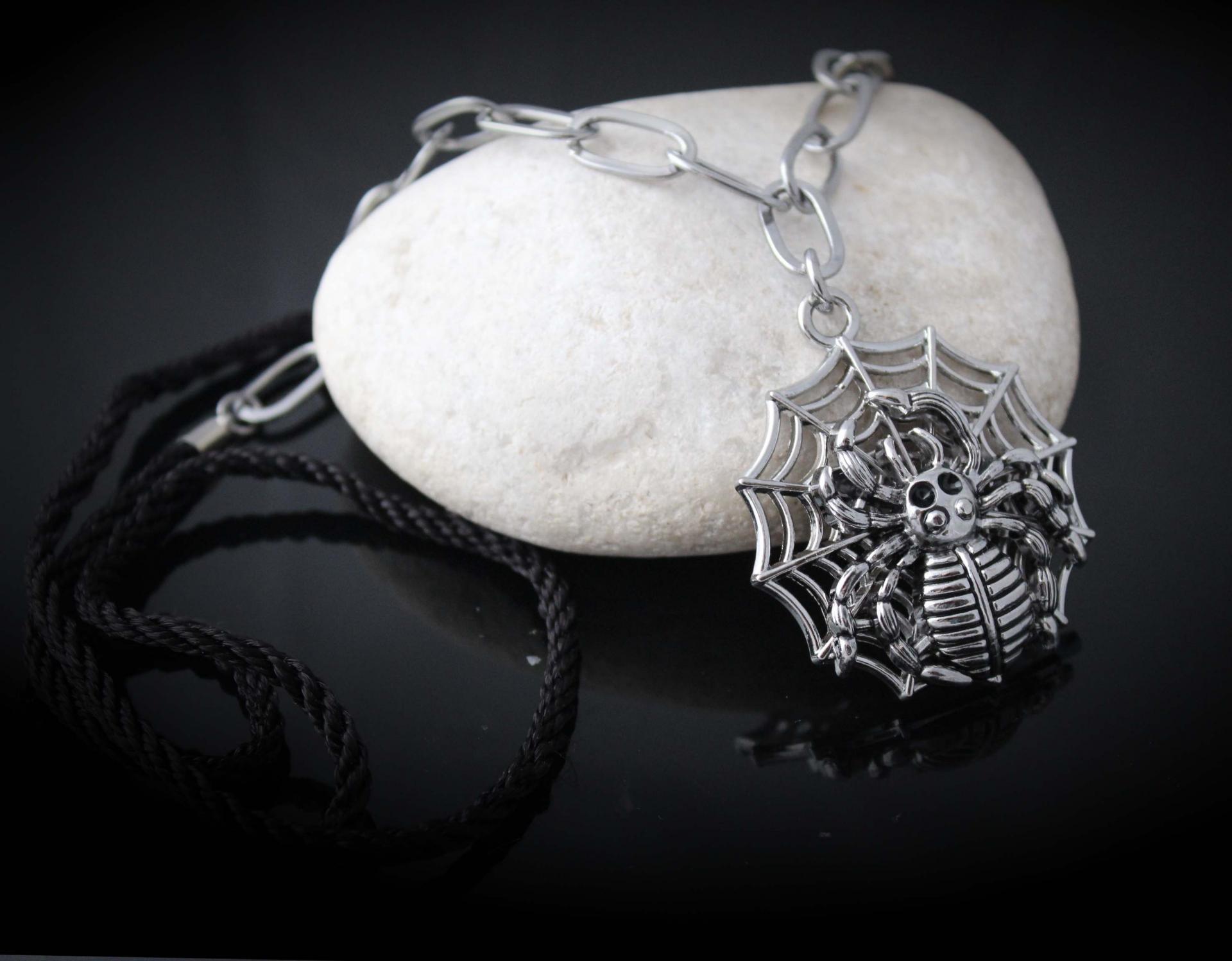 Spider in Web Long Pendant