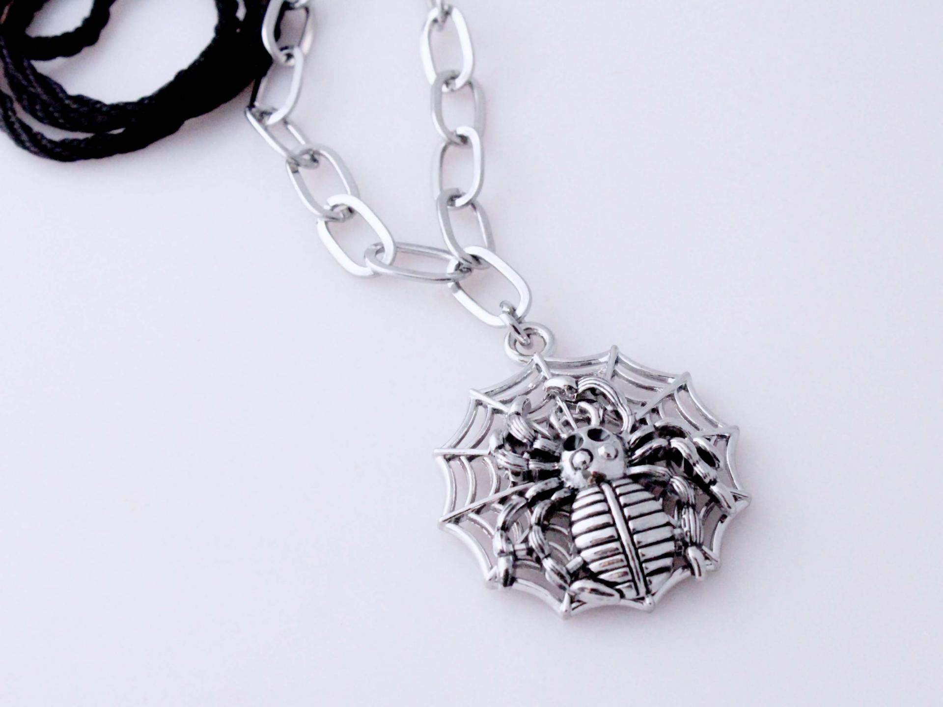 Spider in Web Long Pendant