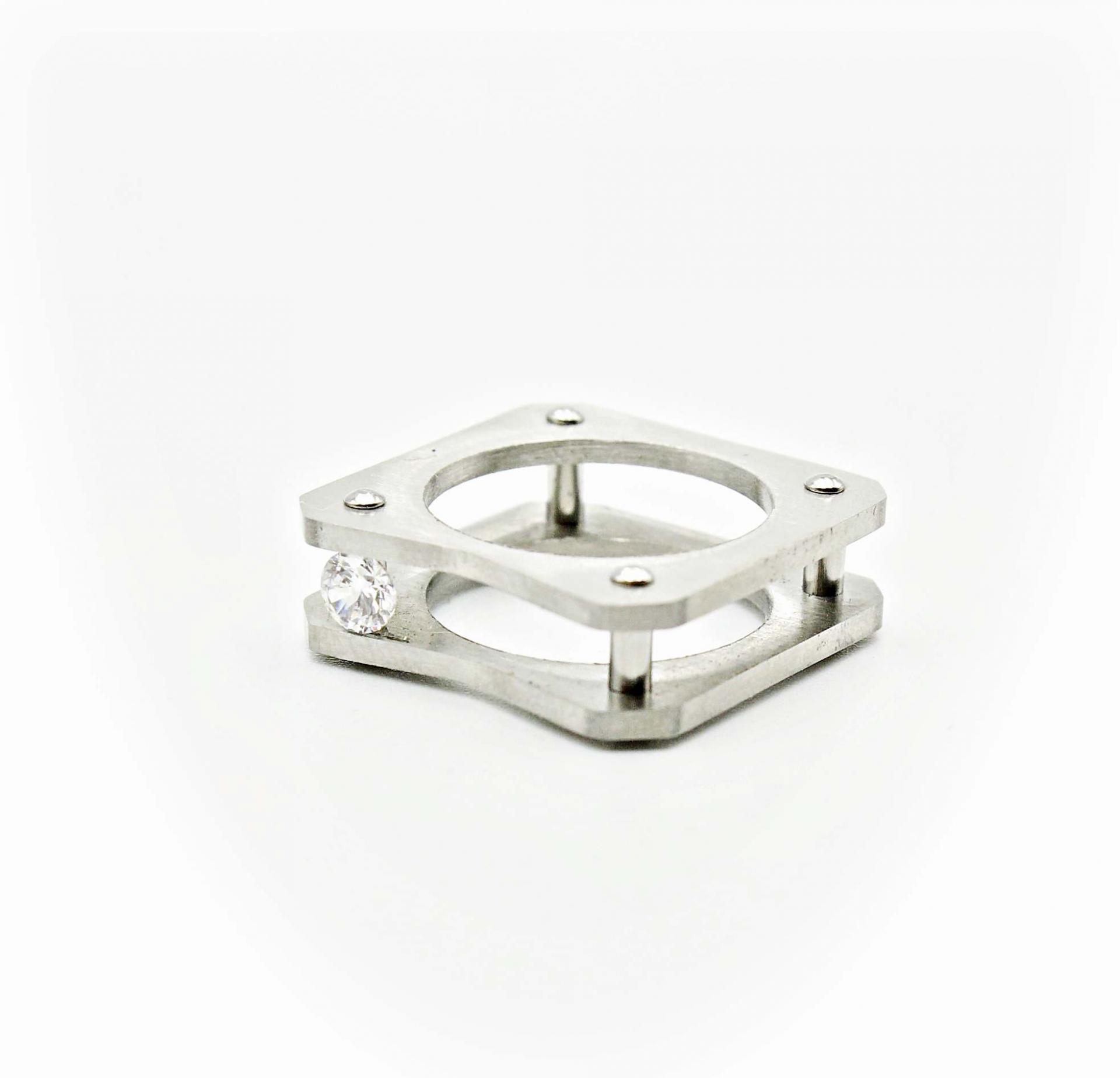 Square Unique Design Stainless Steel Ring