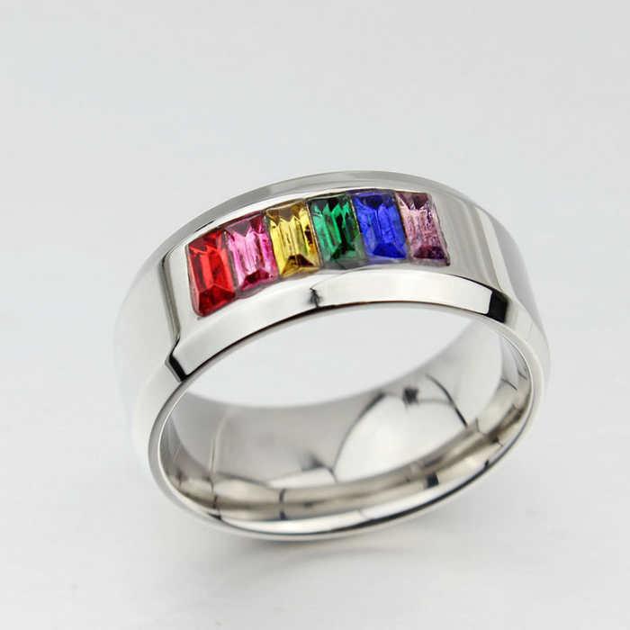 Unisex Rainbow Ring in Titanium Steel