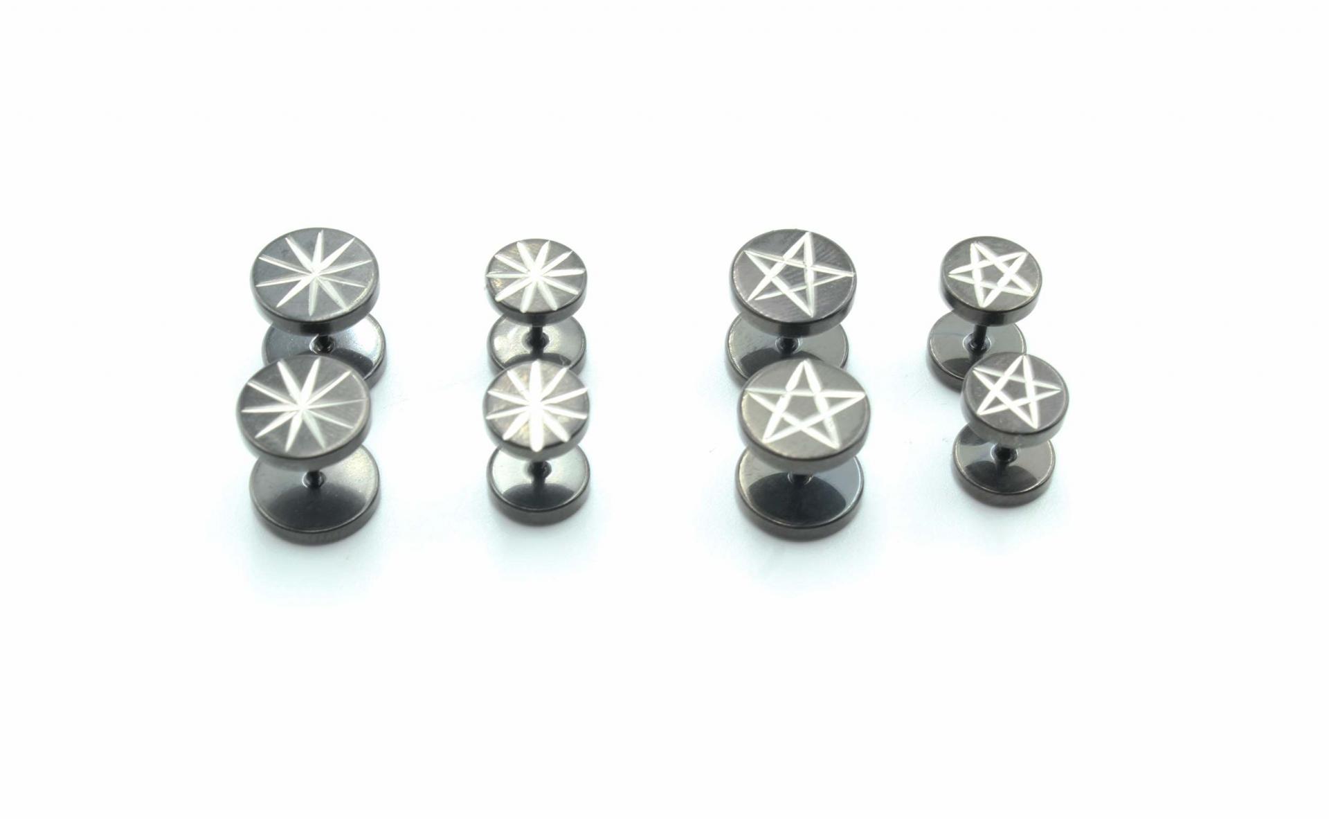 Black Fake Ear Plugs Star Designs