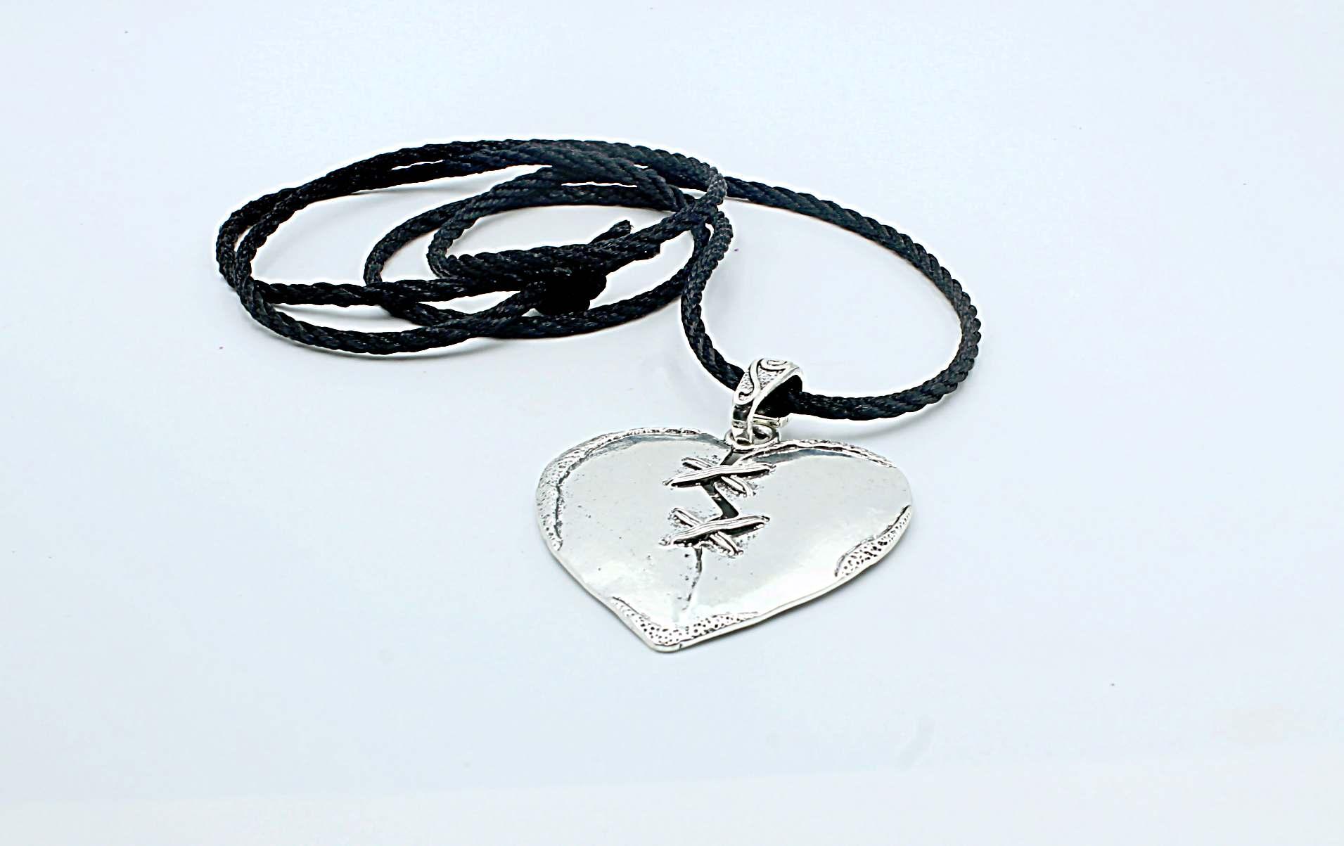 Chrissie C Stitched Heart Statement Necklace