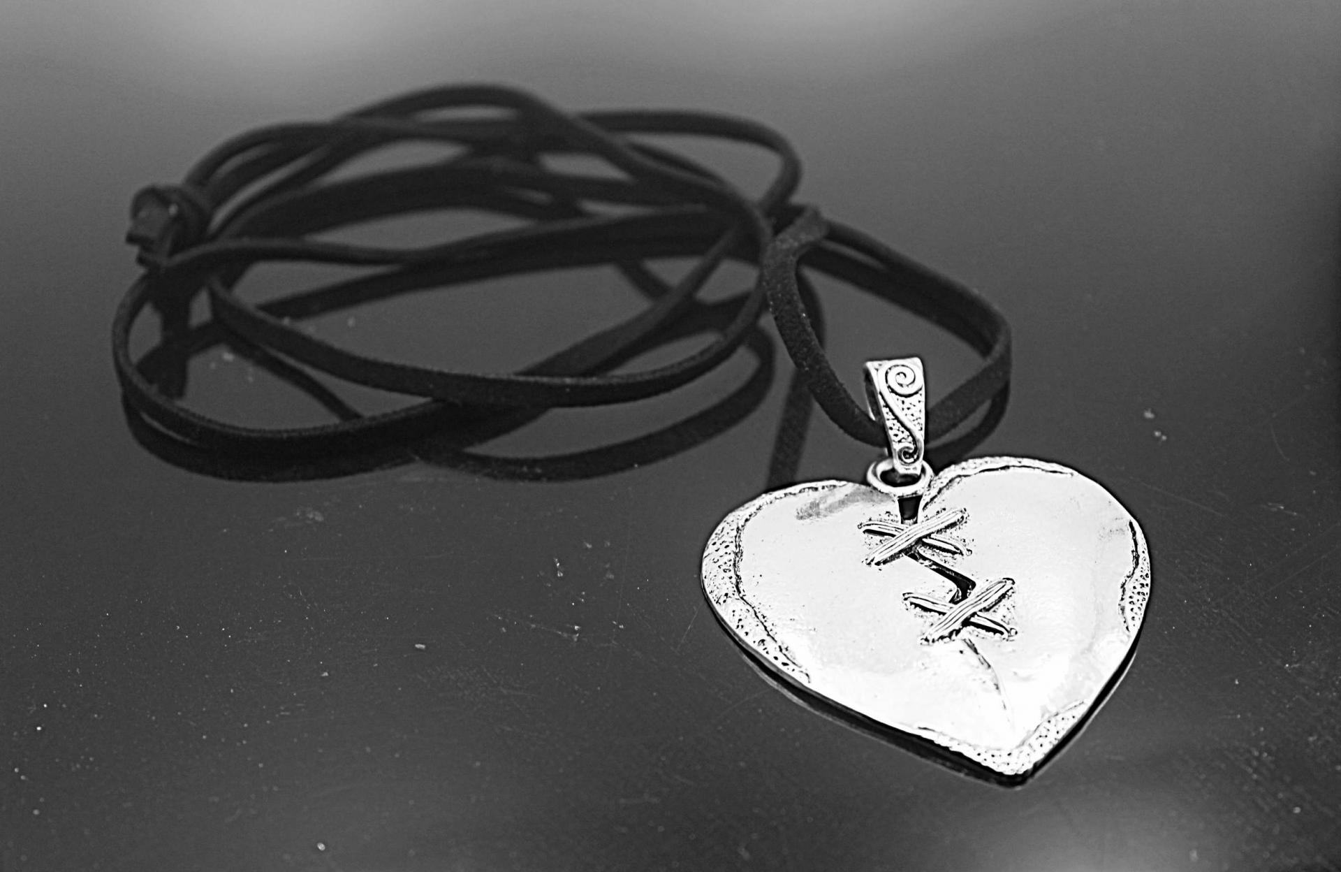 Chrissie C Stitched Heart Statement Necklace