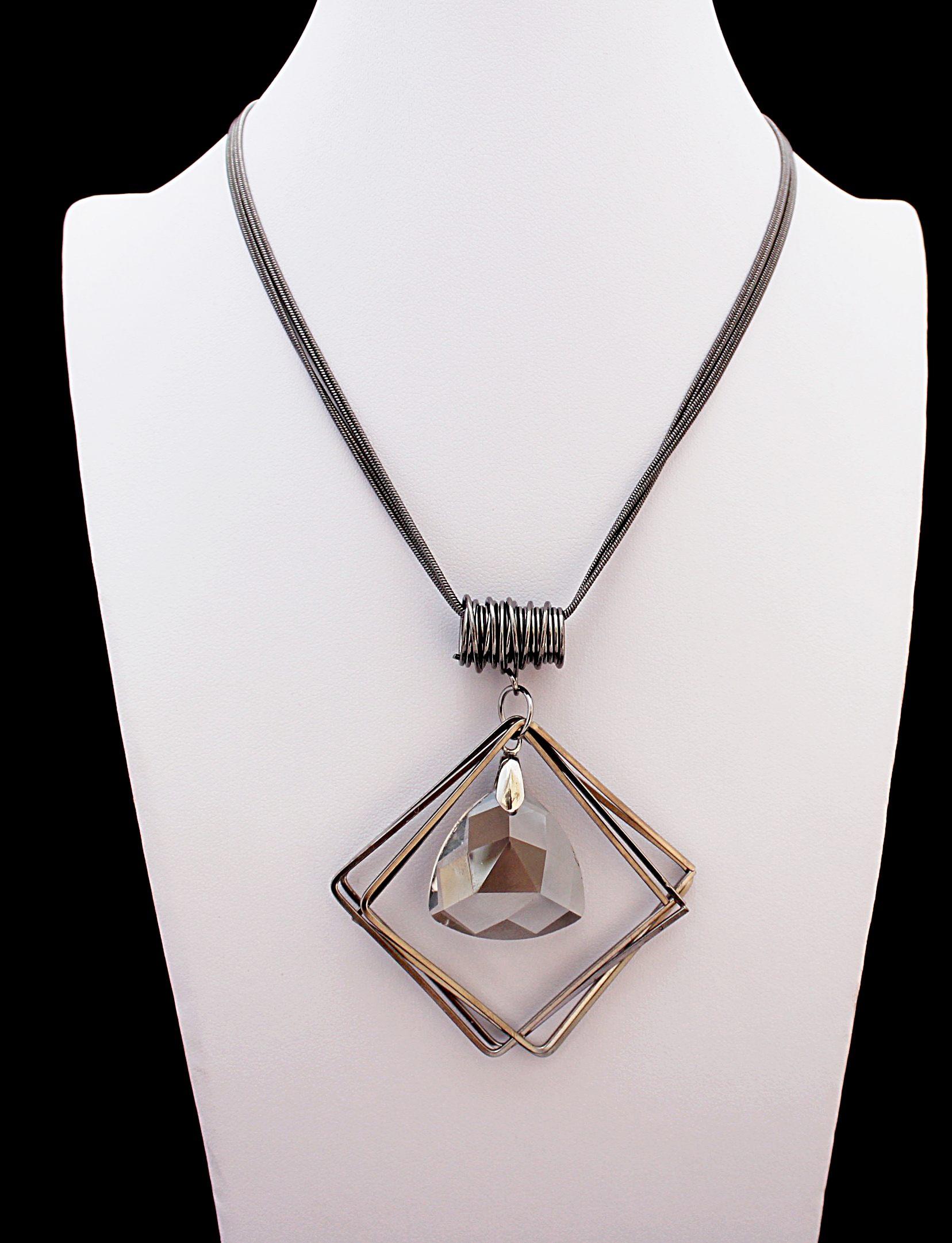 Unique Square Triangle Crystal Necklace