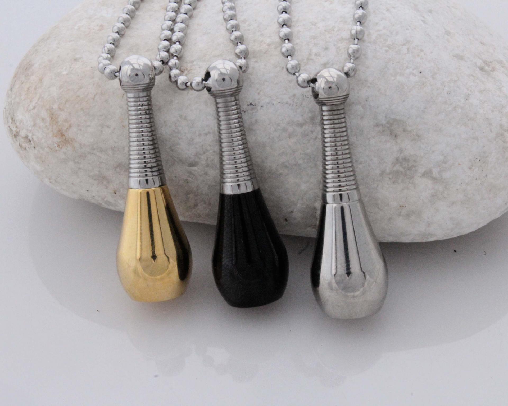 Bottle / Urn Pendant - Stainless steel  - Ashes, essential oils & perfume