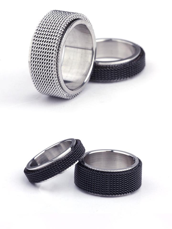 Mesh Ring Black or Silver Stainless Steel - Unisex