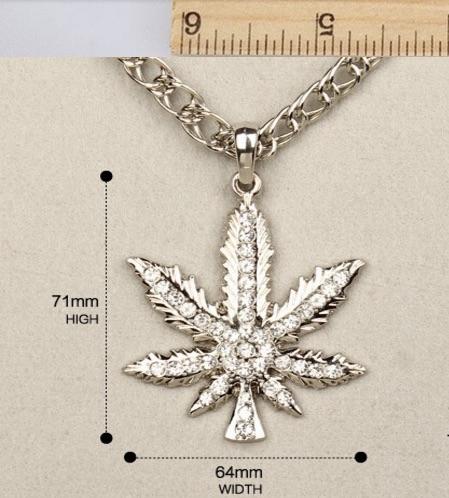 Marijuana Weed Leaf Pendant - Hip Hop Iced Out Style