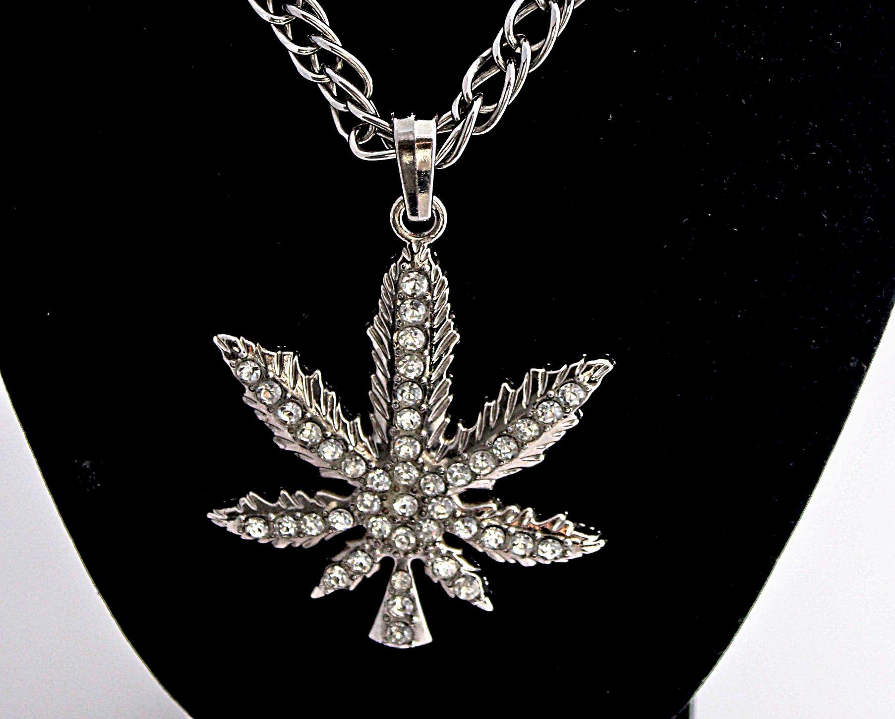 Marijuana Weed Leaf Pendant - Hip Hop Iced Out Style