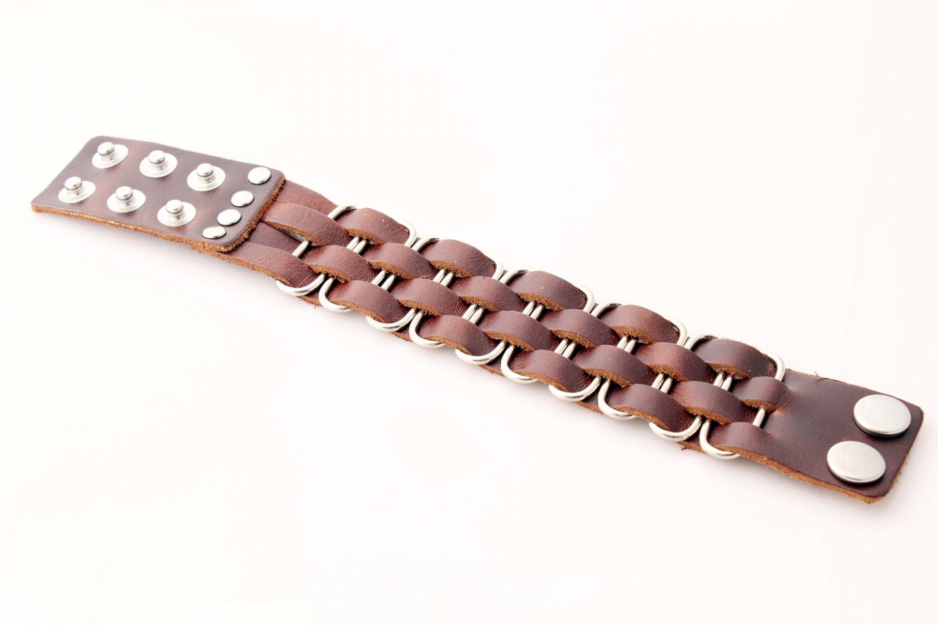 Vintage Punk Wide Cuff "PaperClip" Adjustable Leather Bracelet