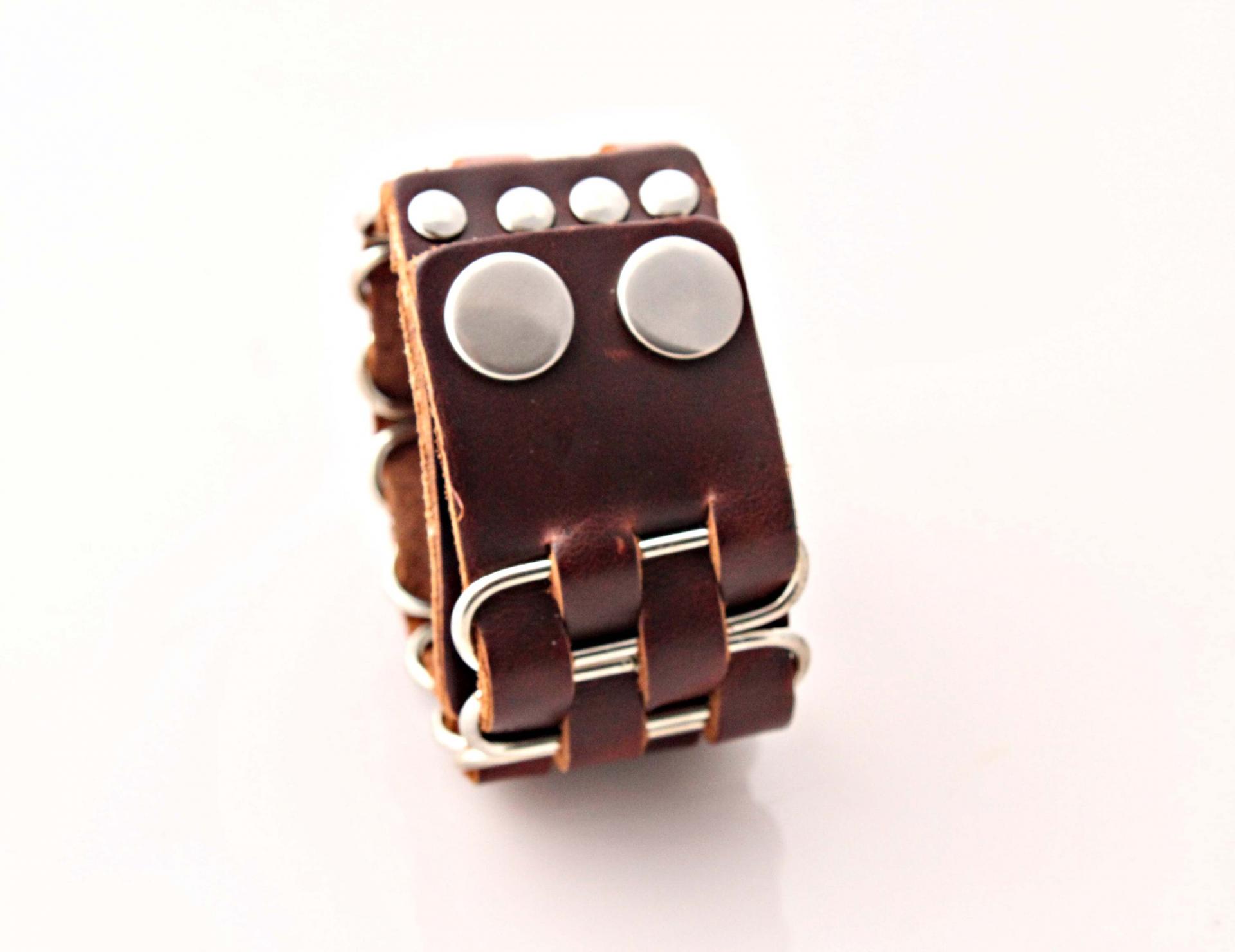Vintage Punk Wide Cuff "PaperClip" Adjustable Leather Bracelet