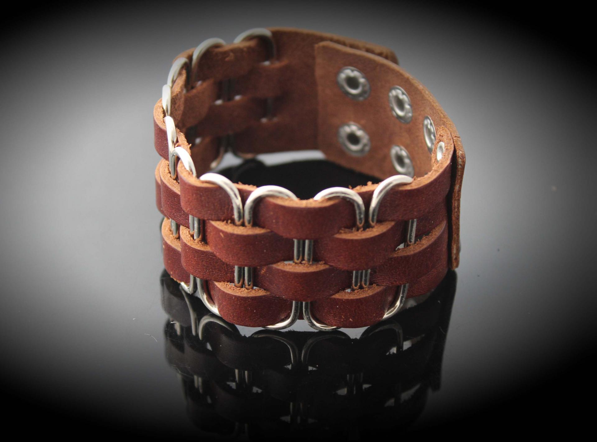 Vintage Punk Wide Cuff "PaperClip" Adjustable Leather Bracelet
