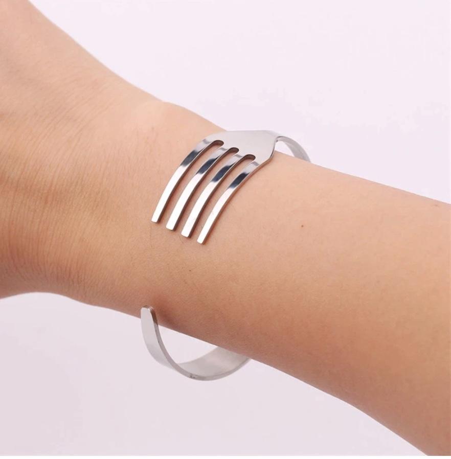 Fork Bangle in Black or Silver