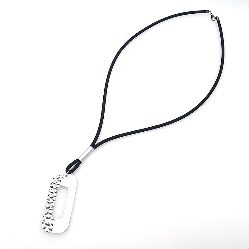 Rubber Bubble Rectangle Long Necklace