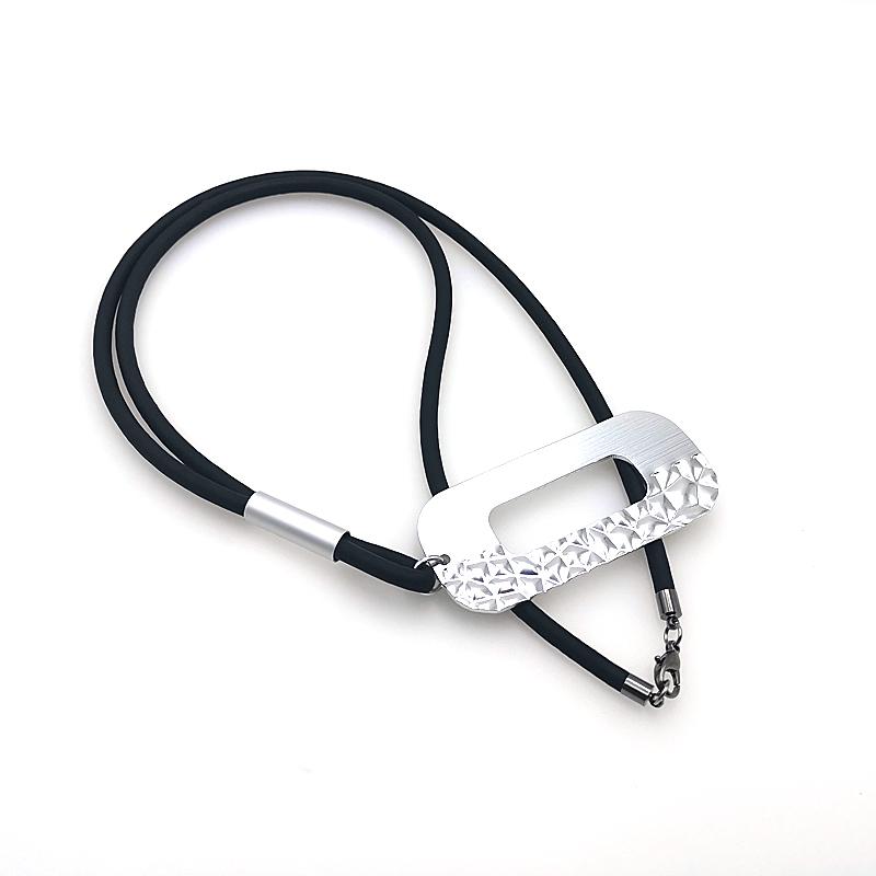 Rubber Bubble Rectangle Long Necklace