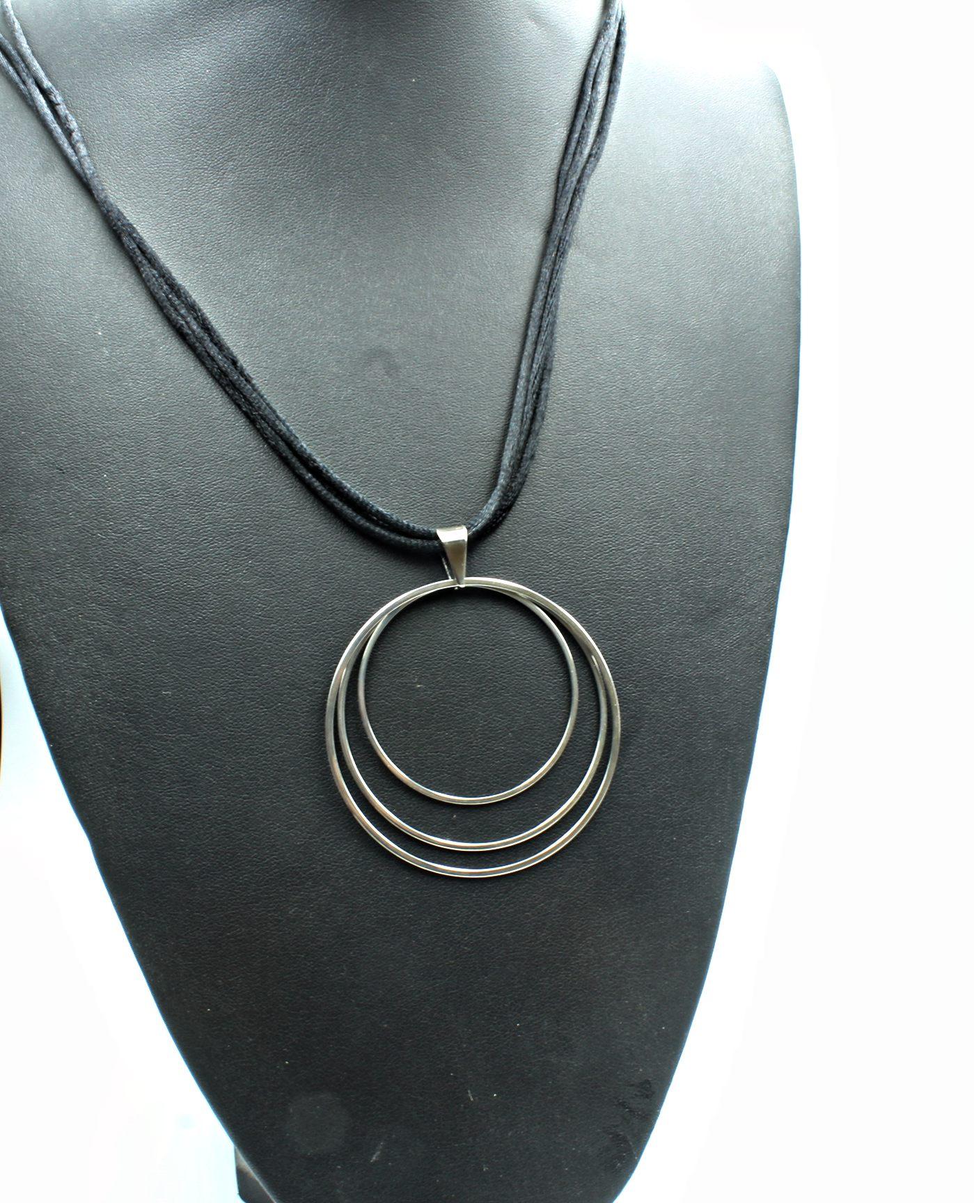 Multi Circle Strand Statement Necklace in Stainless Steel 