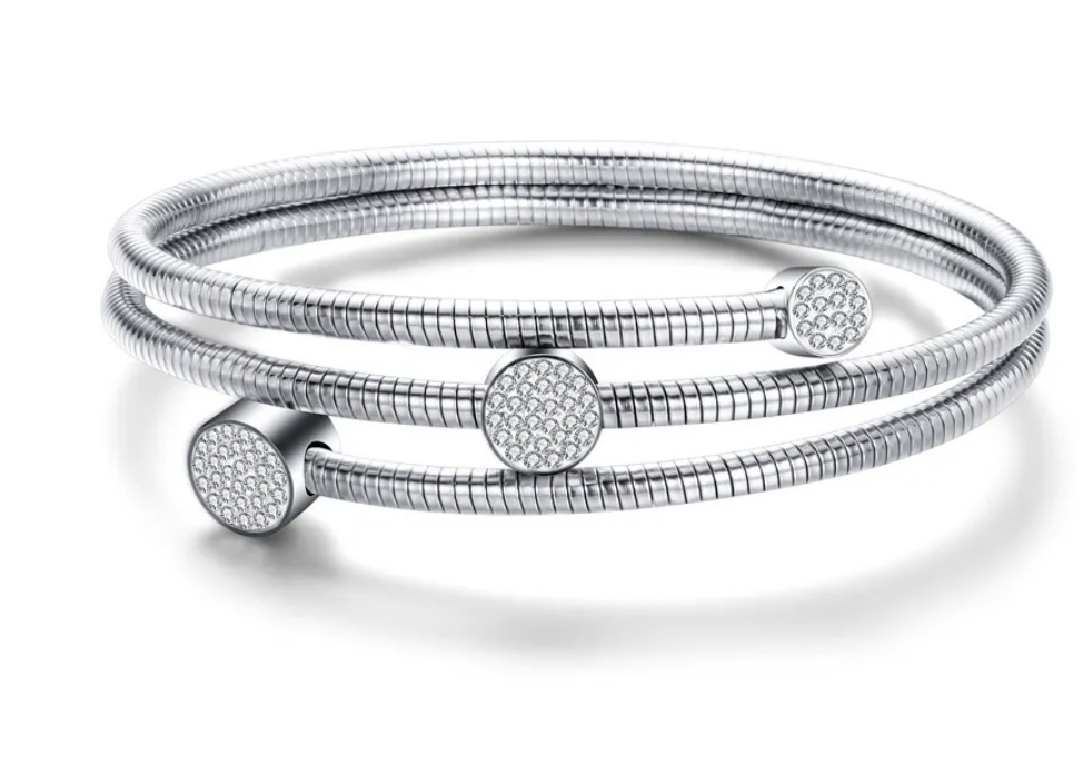 Twist Wire Mesh Bracelet with Crystal