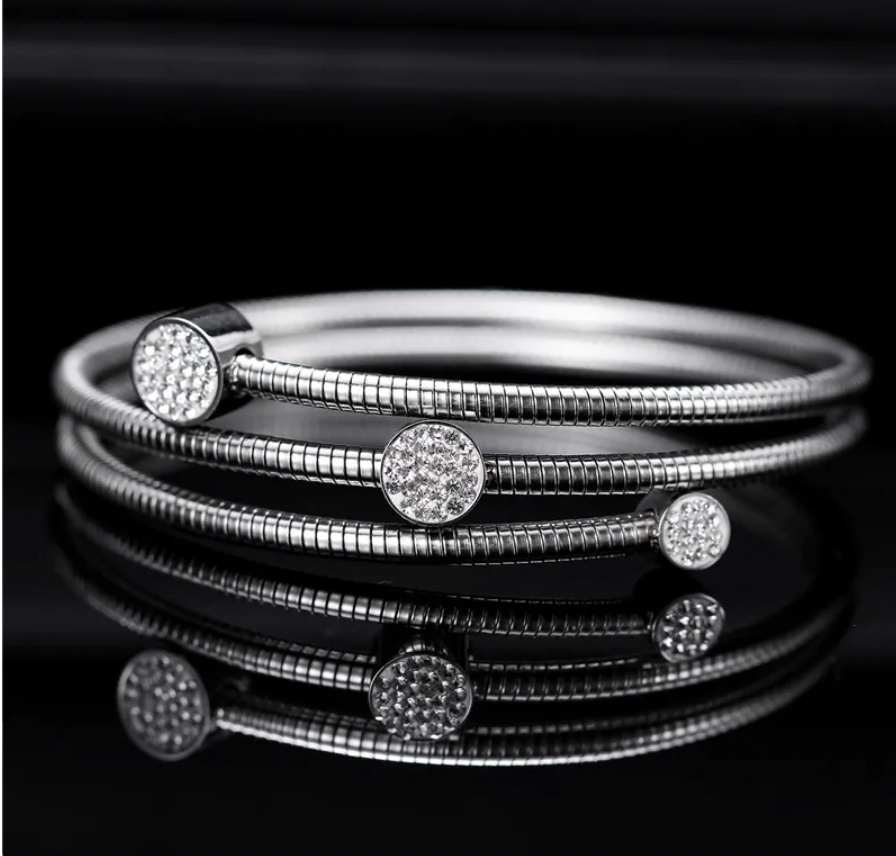 Twist Wire Mesh Bracelet with Crystal