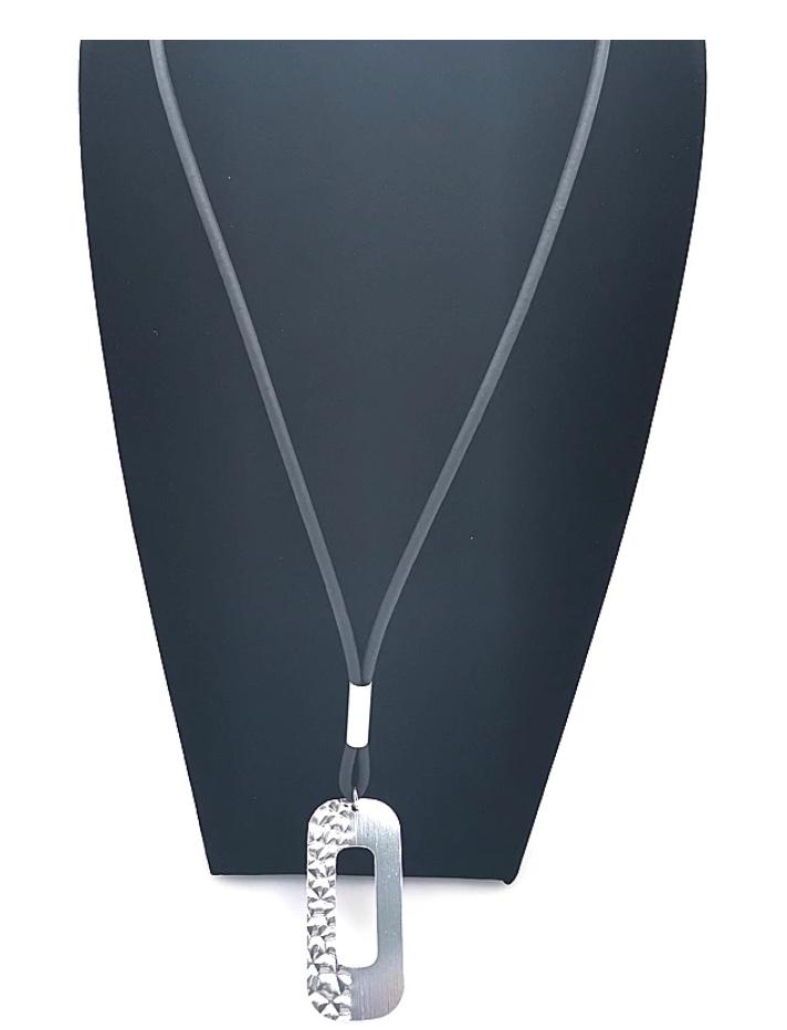 Rubber Bubble Rectangle Long Necklace