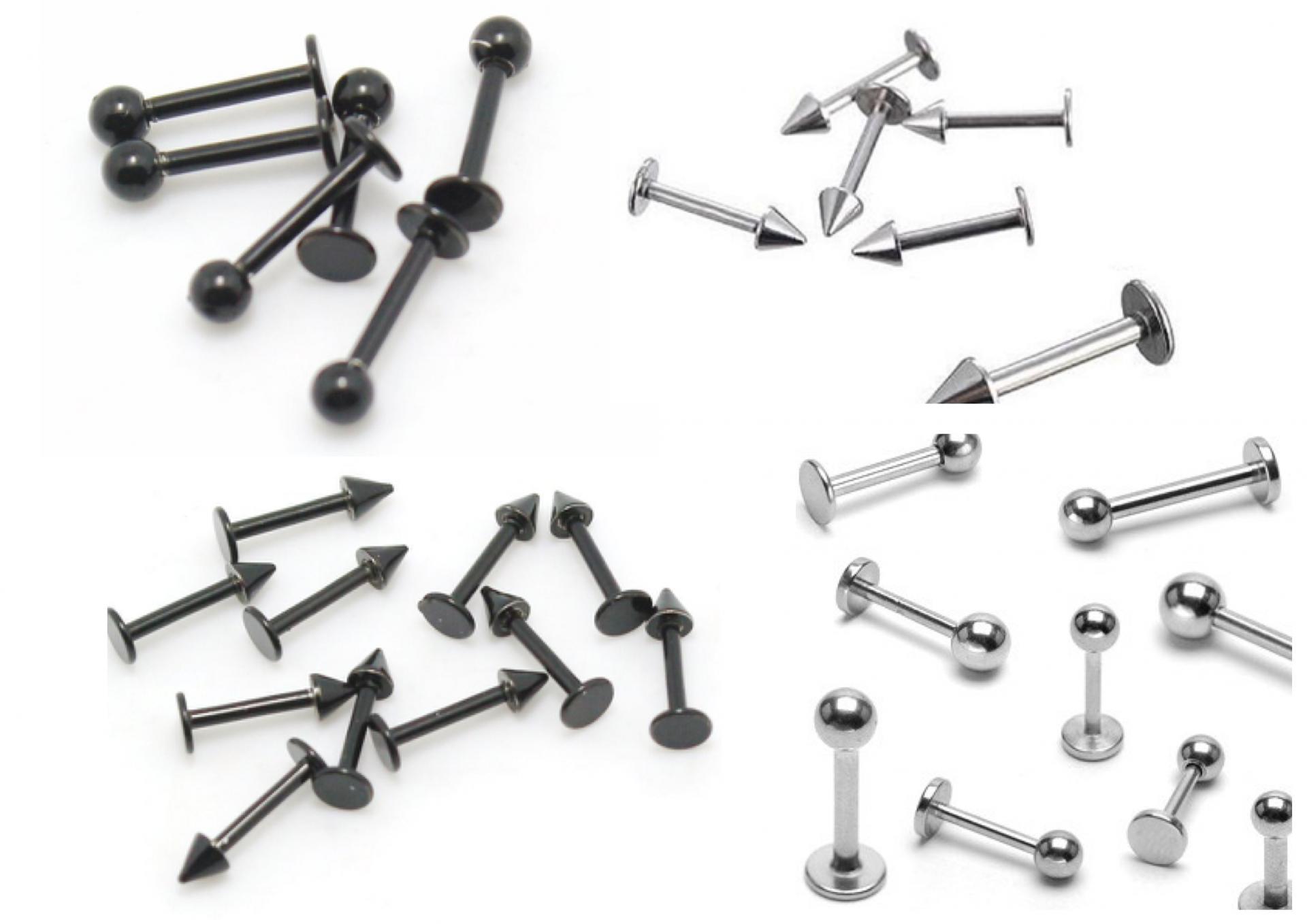 Labrets - Black And Silver Spikes and Ball