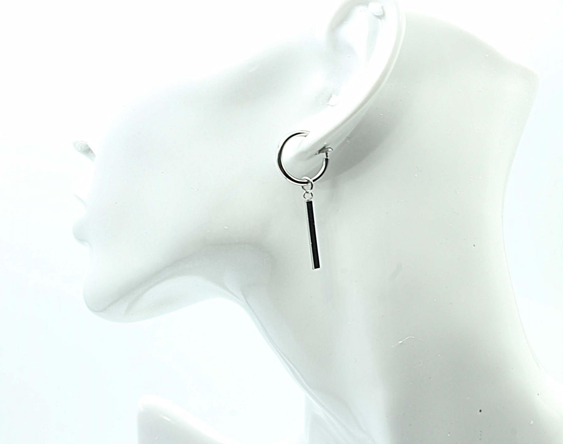 Clip On Dangle Drop Earrings Tassel & Bar Design