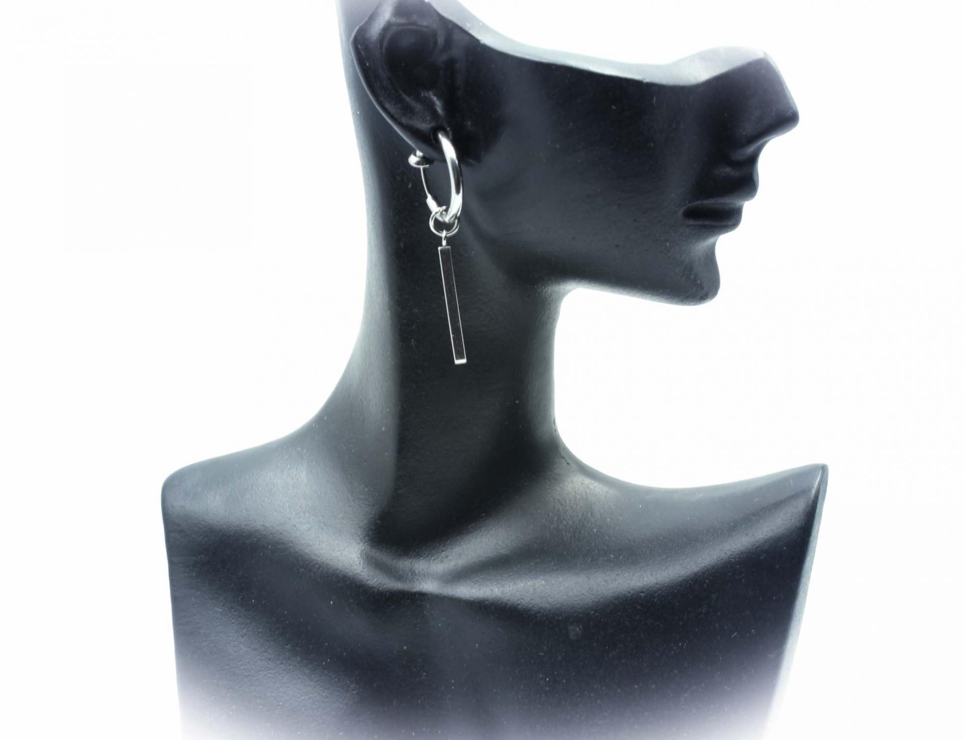 Clip On Dangle Drop Earrings Tassel & Bar Design