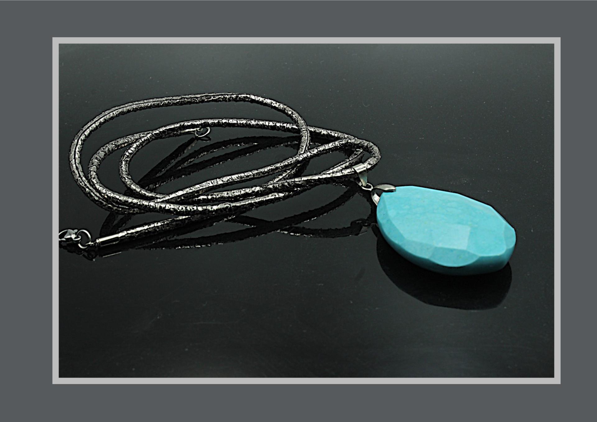 Turquoise Blue Stone Statement Pendant