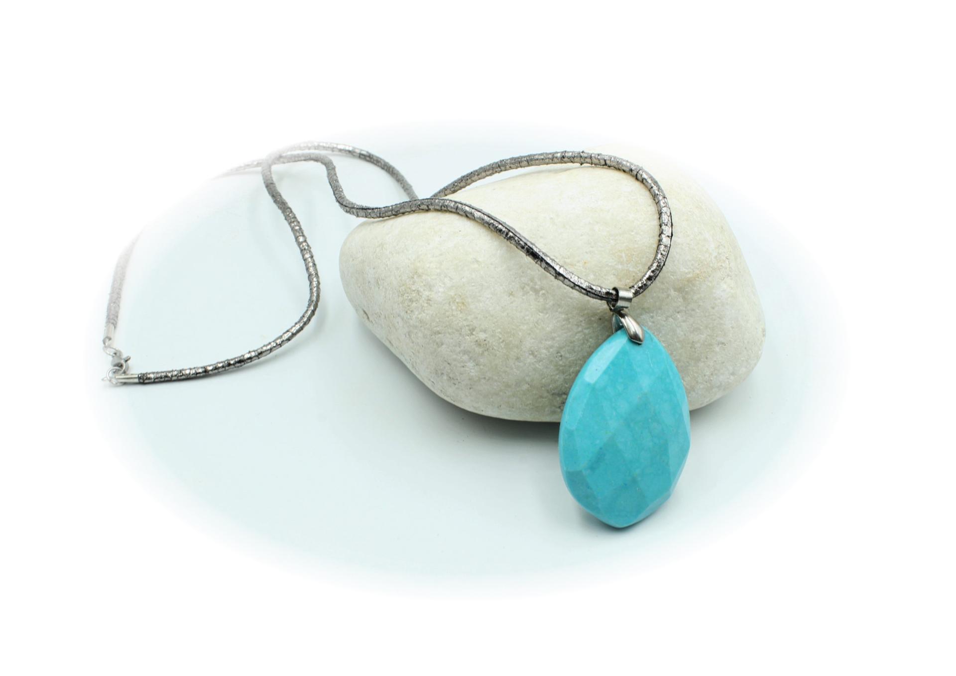 Turquoise Blue Stone Statement Pendant