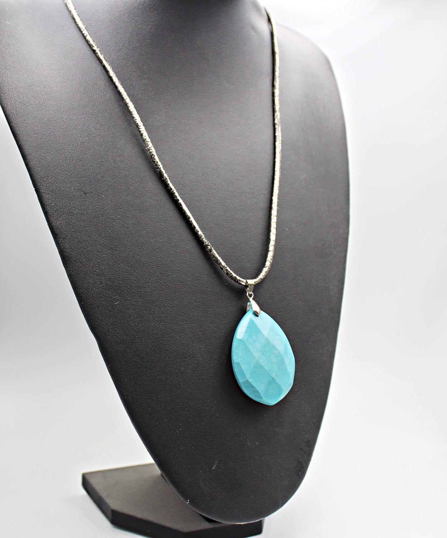 Turquoise Blue Stone Statement Pendant