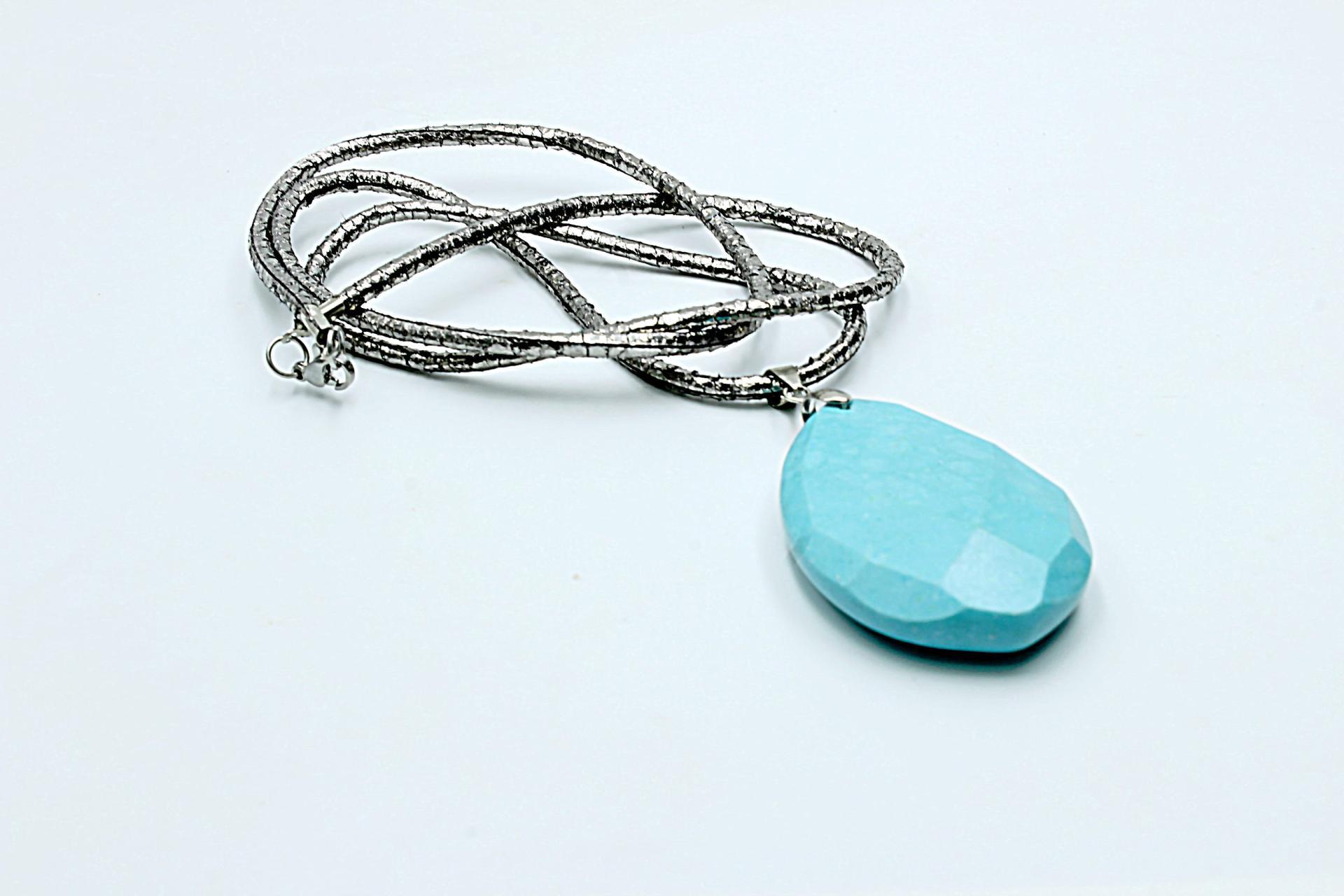 Turquoise Blue Stone Statement Pendant