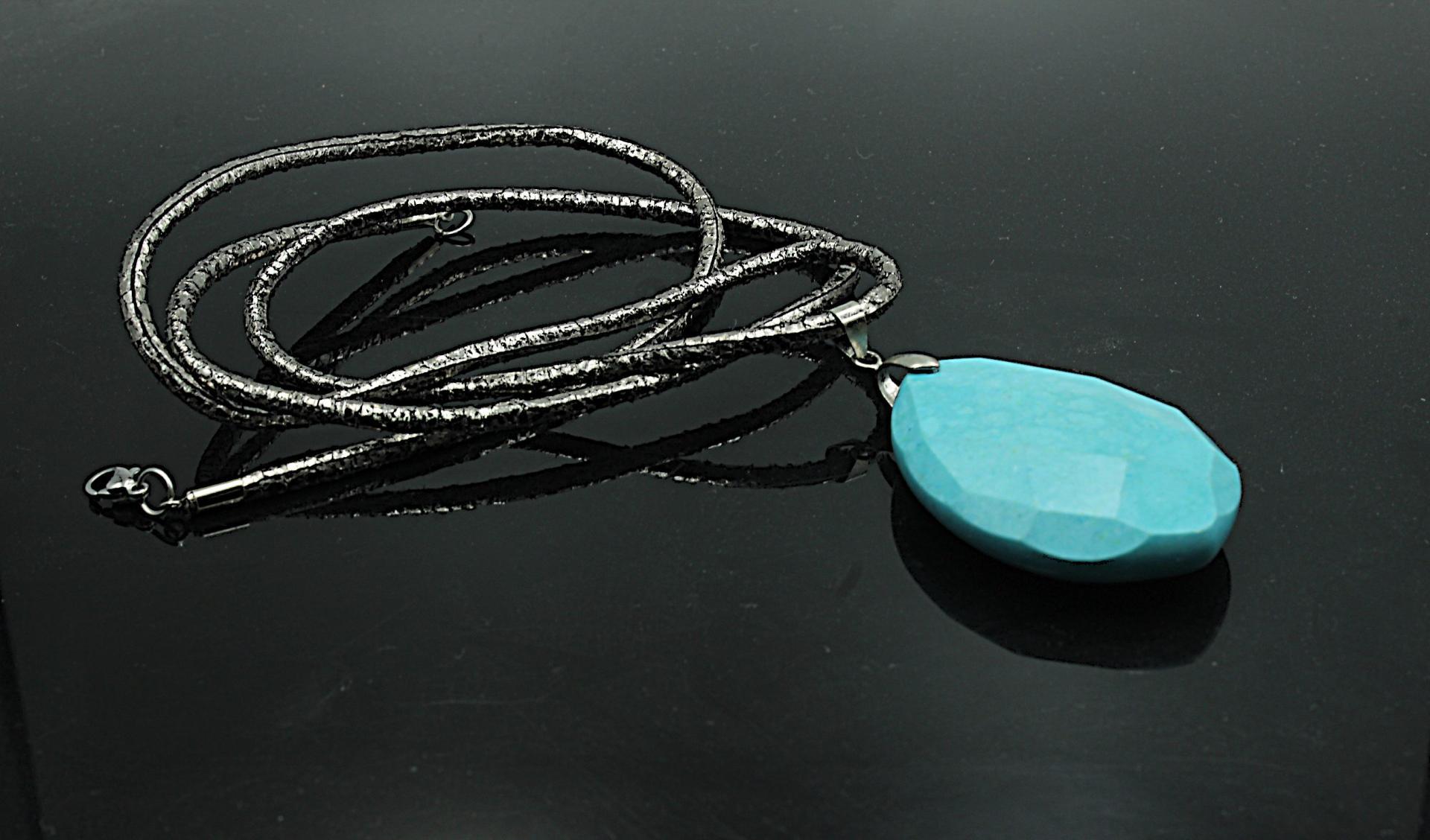 Turquoise Blue Stone Statement Pendant