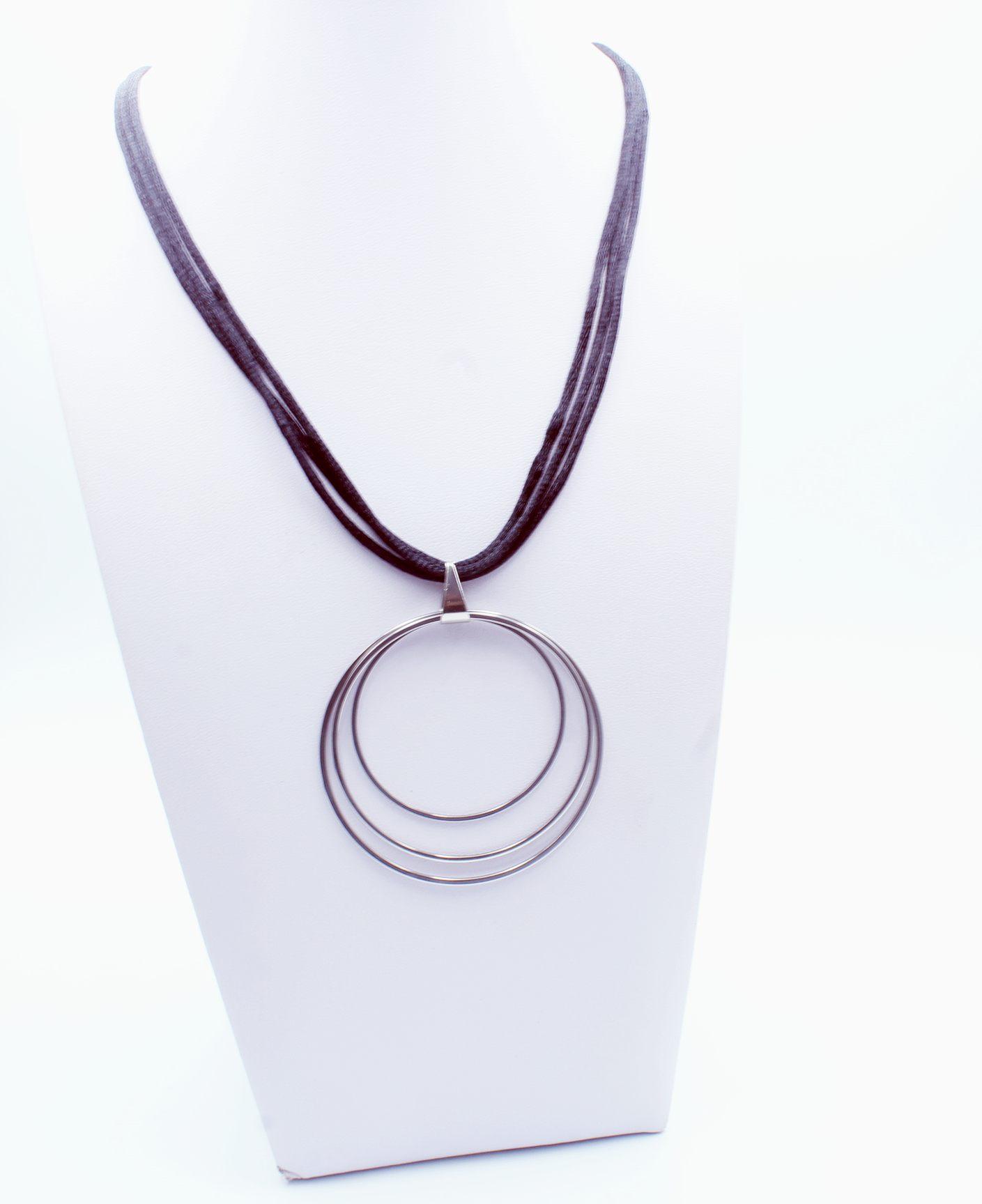 Multi Circle Strand Statement Necklace in Stainless Steel