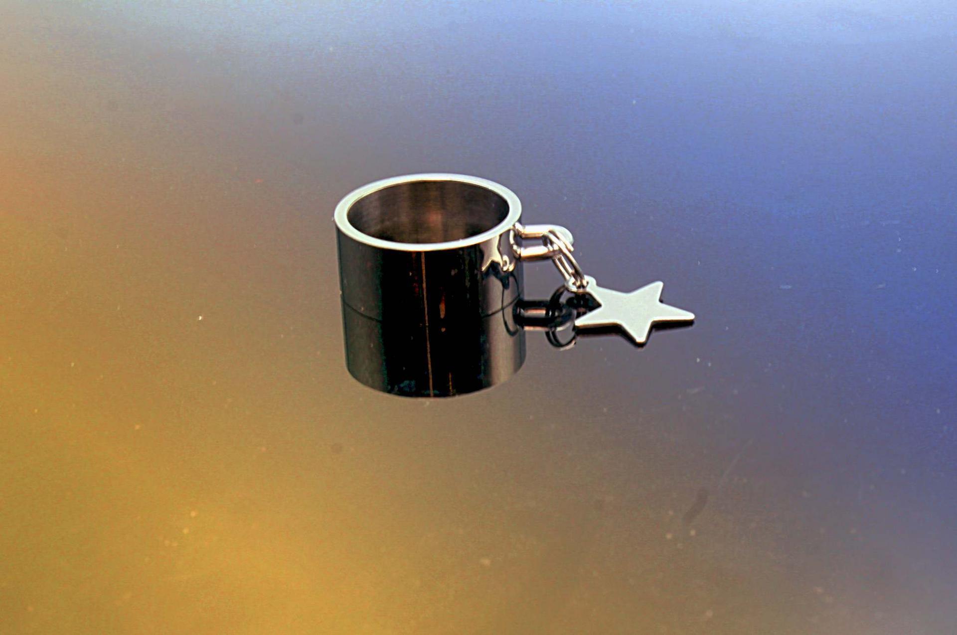 Stainless Steel Ring With Star Dangle Charm