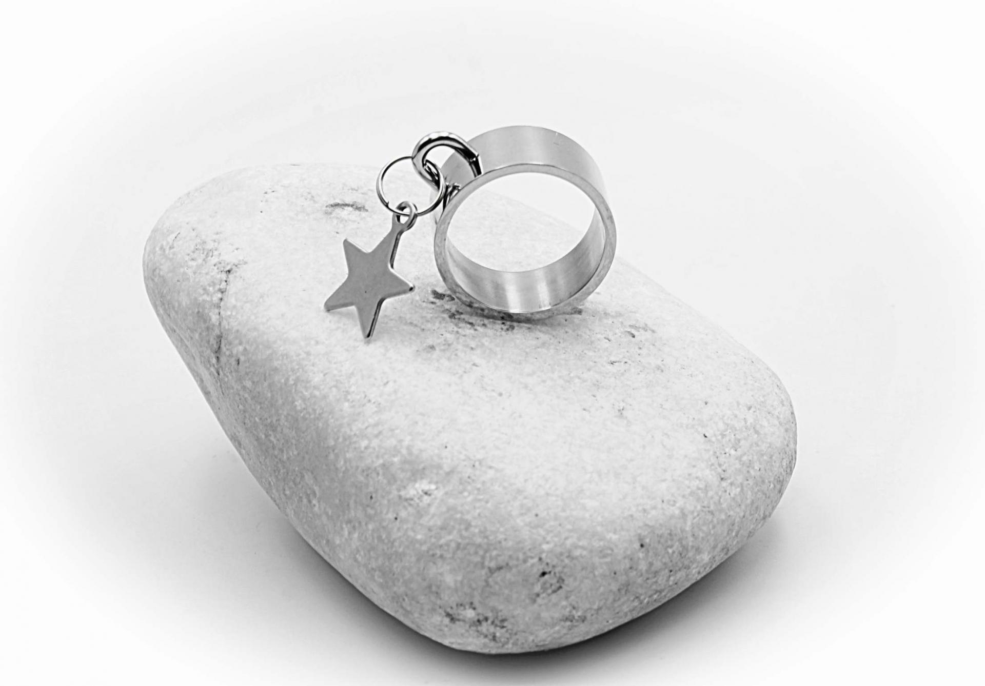 Stainless Steel Ring With Star Dangle Charm