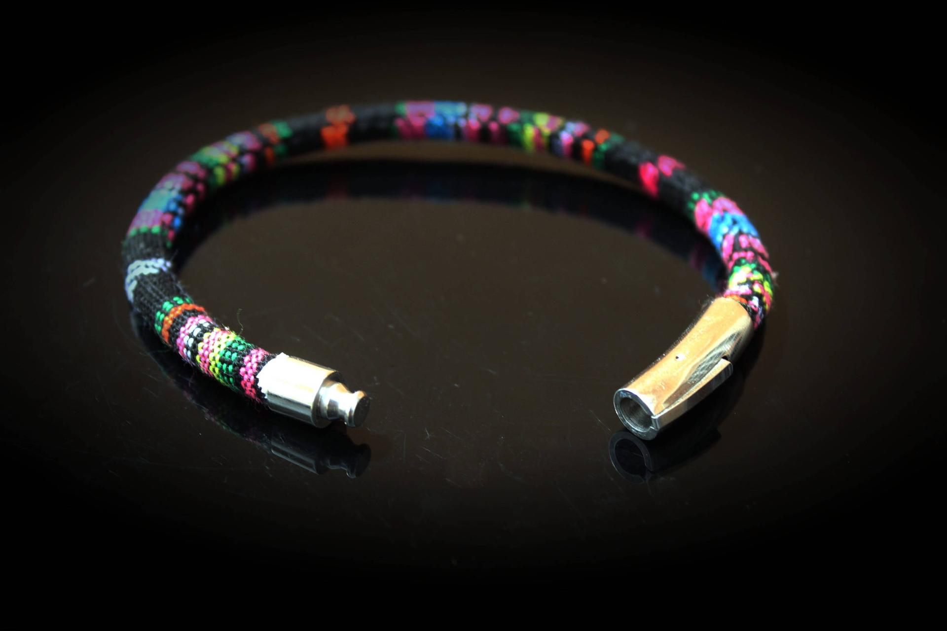 Ethnic Multicolour Rope Bracelet With Steel Clasp - 2 Designs