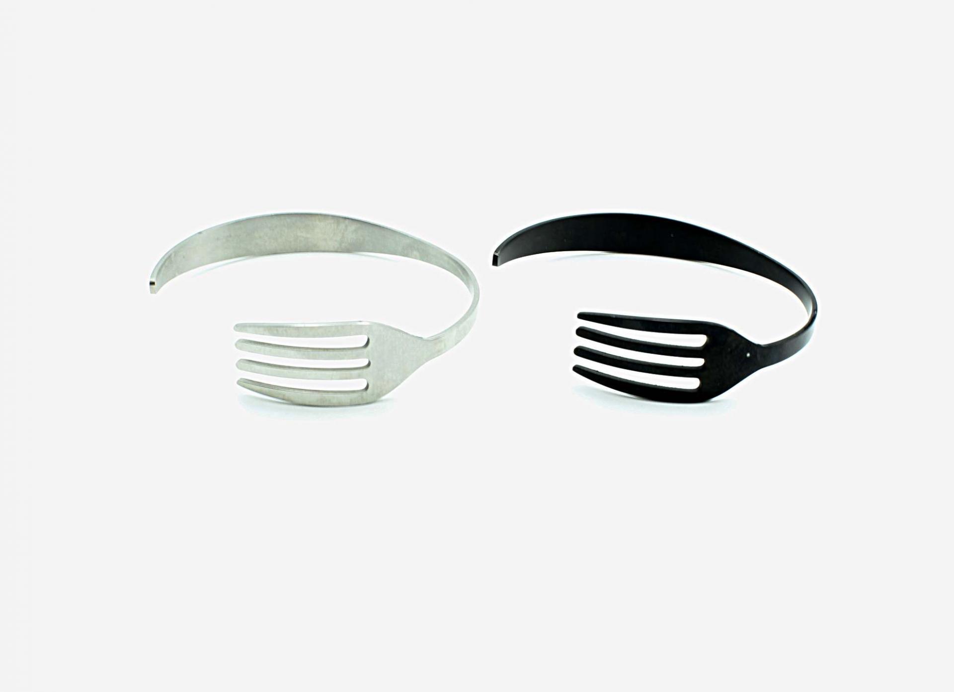 Fork Bangle in Black or Silver