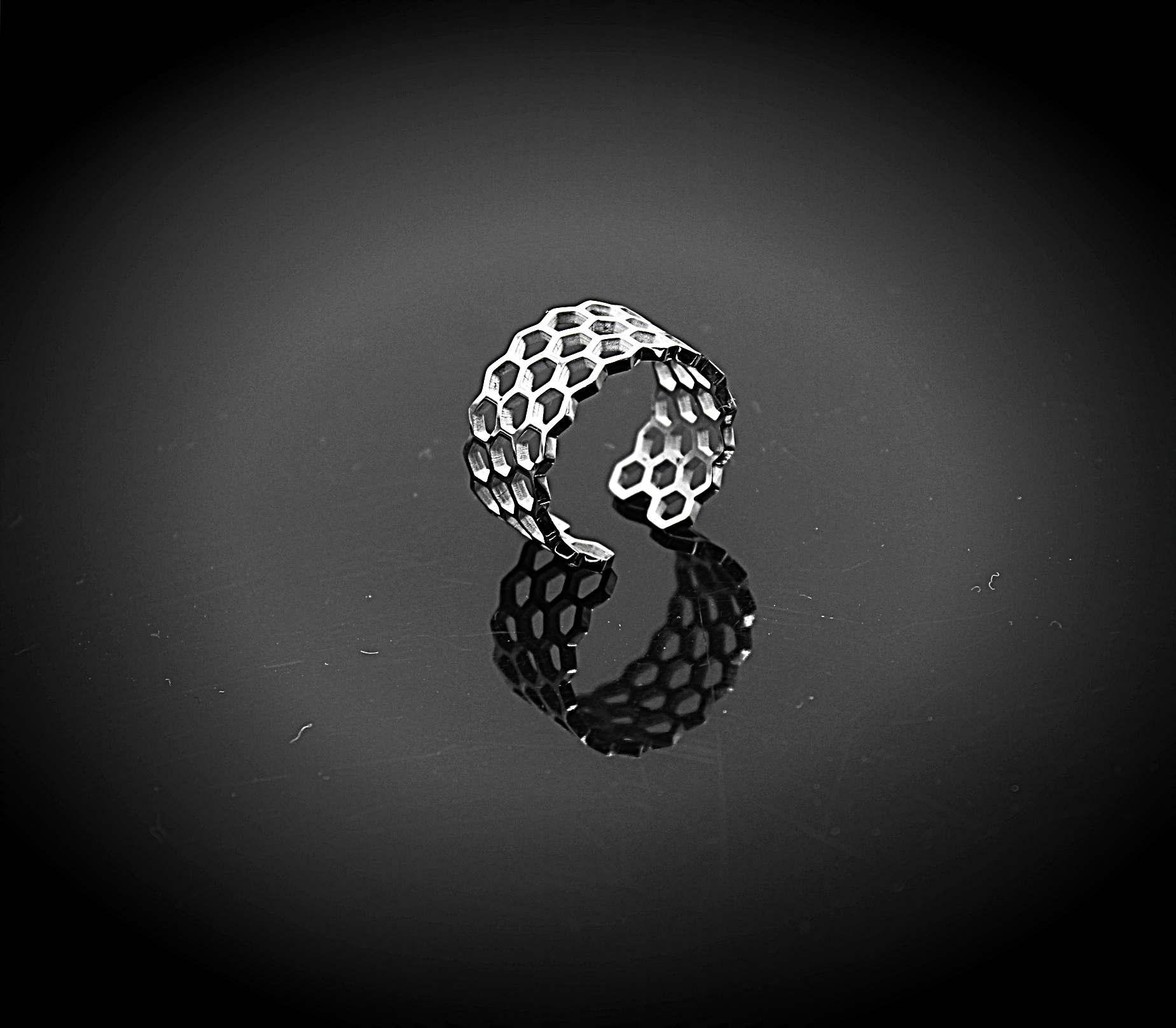 Hexagon Honeycomb Adjustable Ring