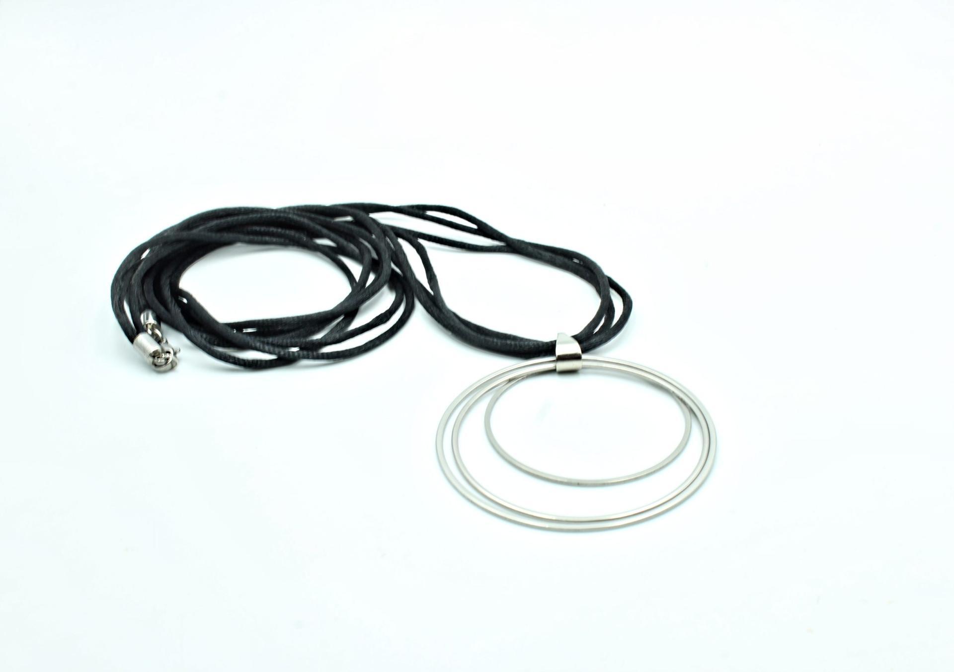 Multi Circle Strand Statement Necklace in Stainless Steel