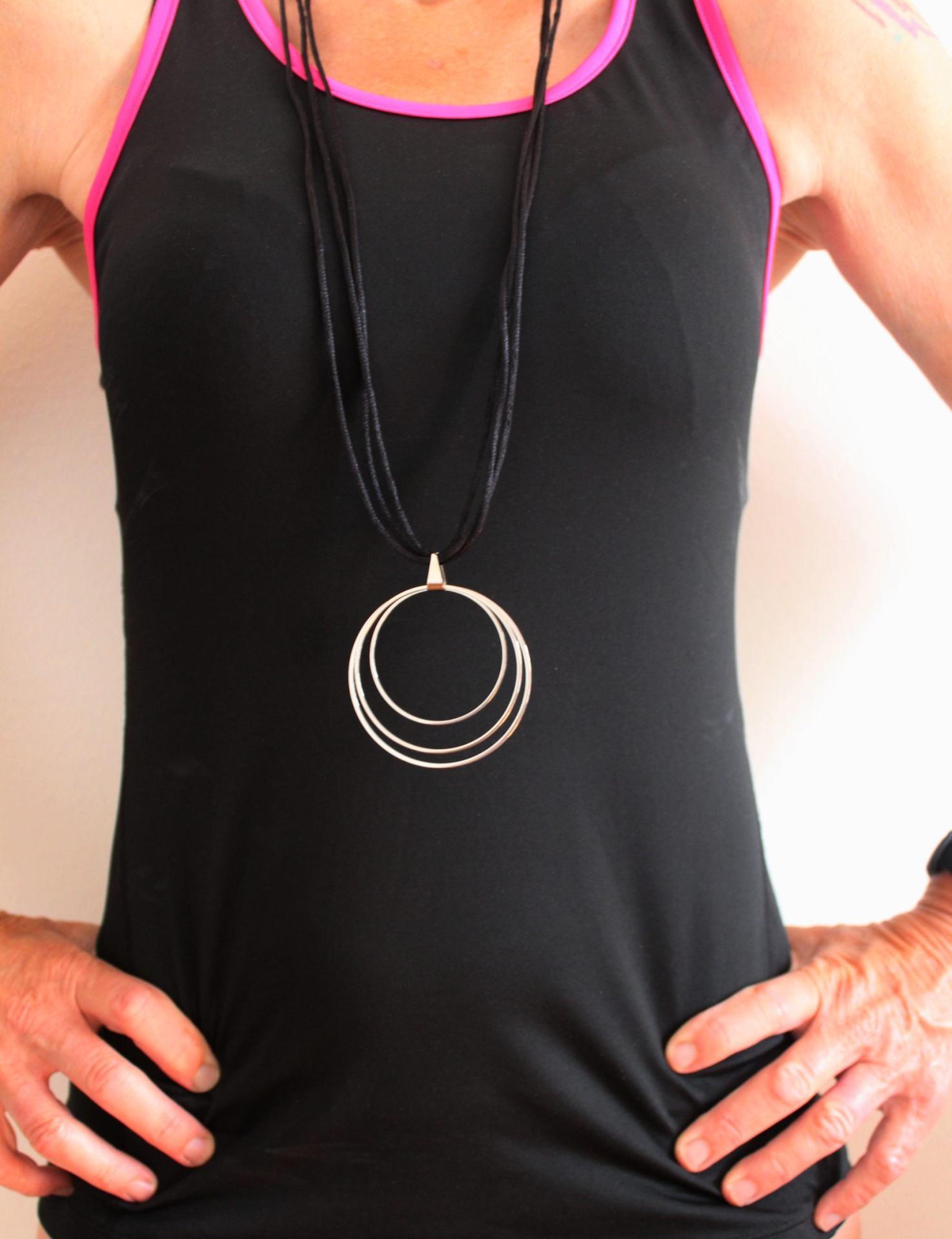 Multi Circle Strand Statement Necklace in Stainless Steel