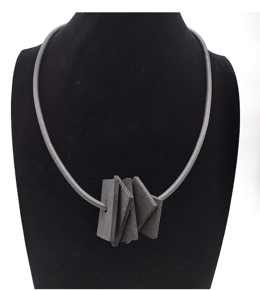 Rubber Geometric Block Necklace