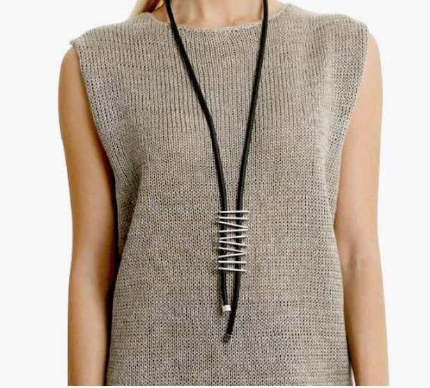 Rubber Geometric Multi Strip Necklace