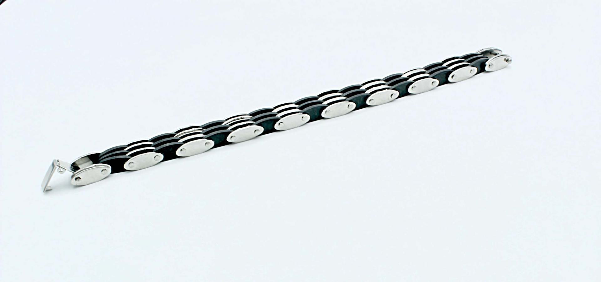 Steel and Silicone Slat Bracelet 